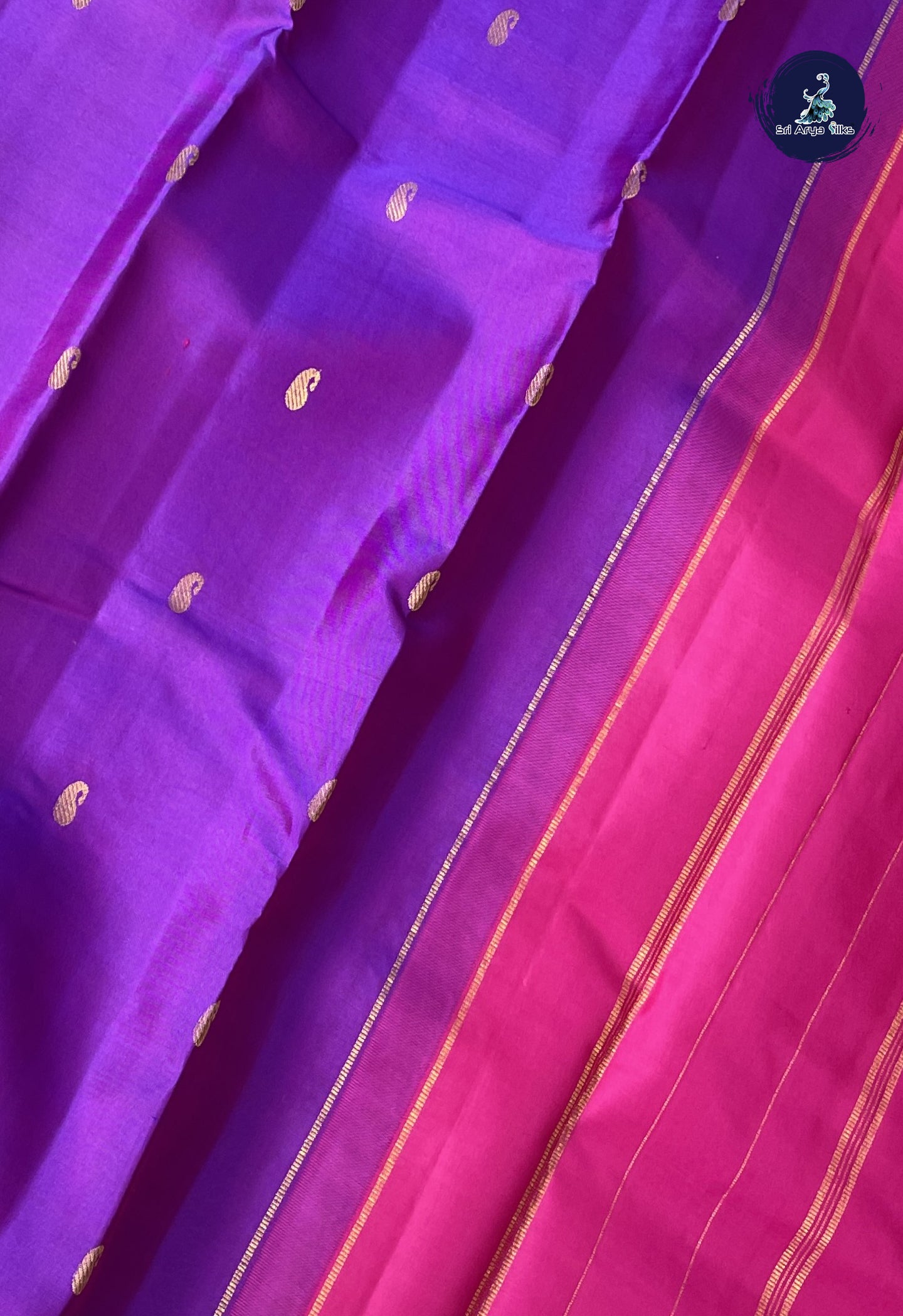 Dual Tone Purple Light Weight Silk Saree With Zari Buttas Pattern