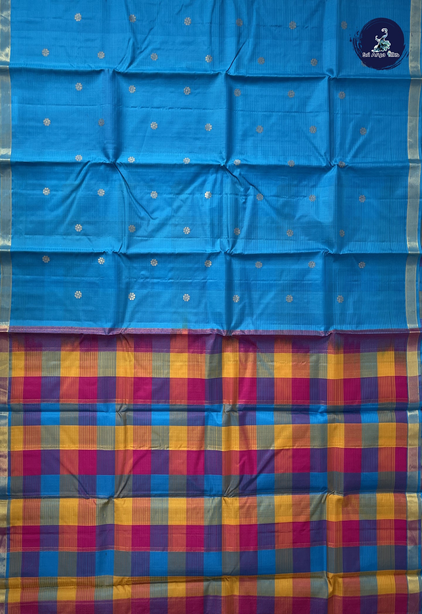 Copper Sulphate Blue Light Weight Silk Saree With Zari Buttas Pattern