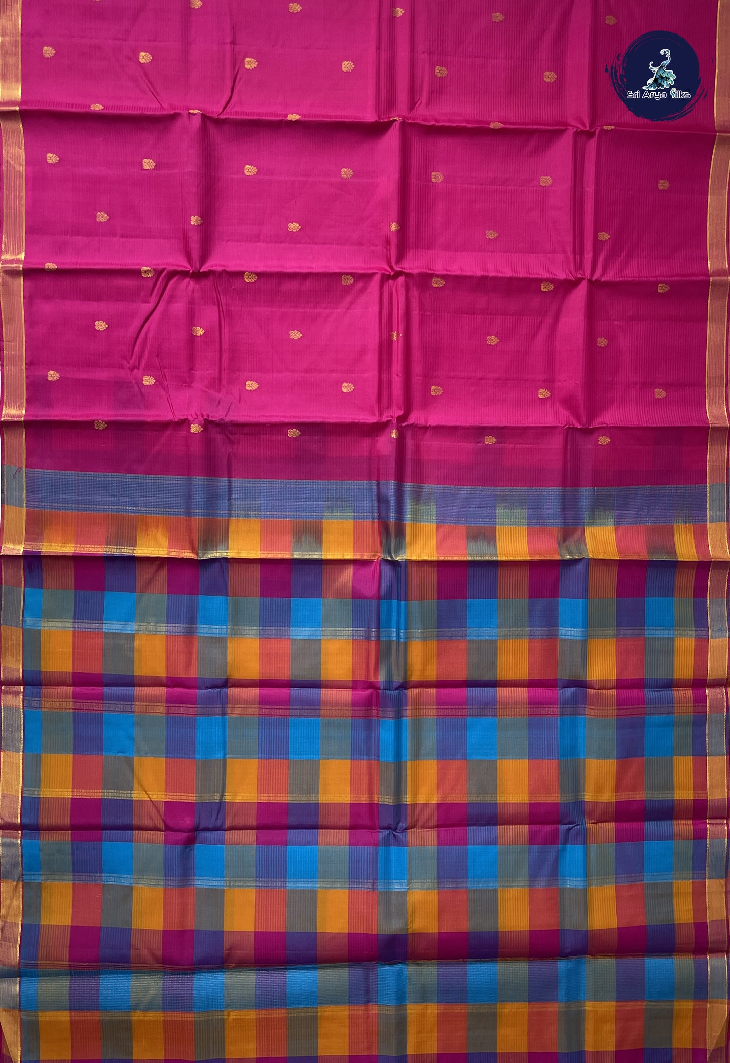 Dark Pink Light Weight Silk Saree With Zari Buttas Pattern