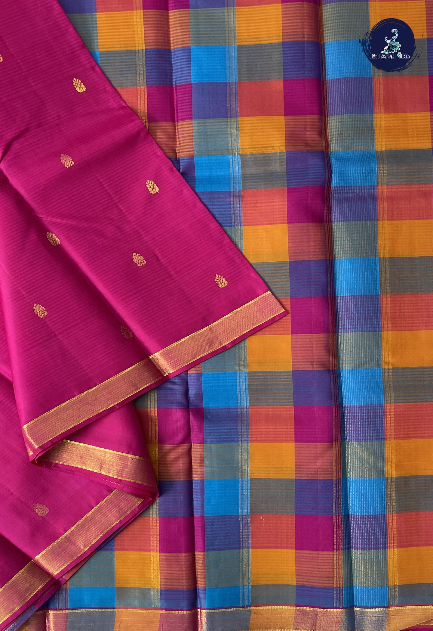 Dark Pink Light Weight Silk Saree With Zari Buttas Pattern