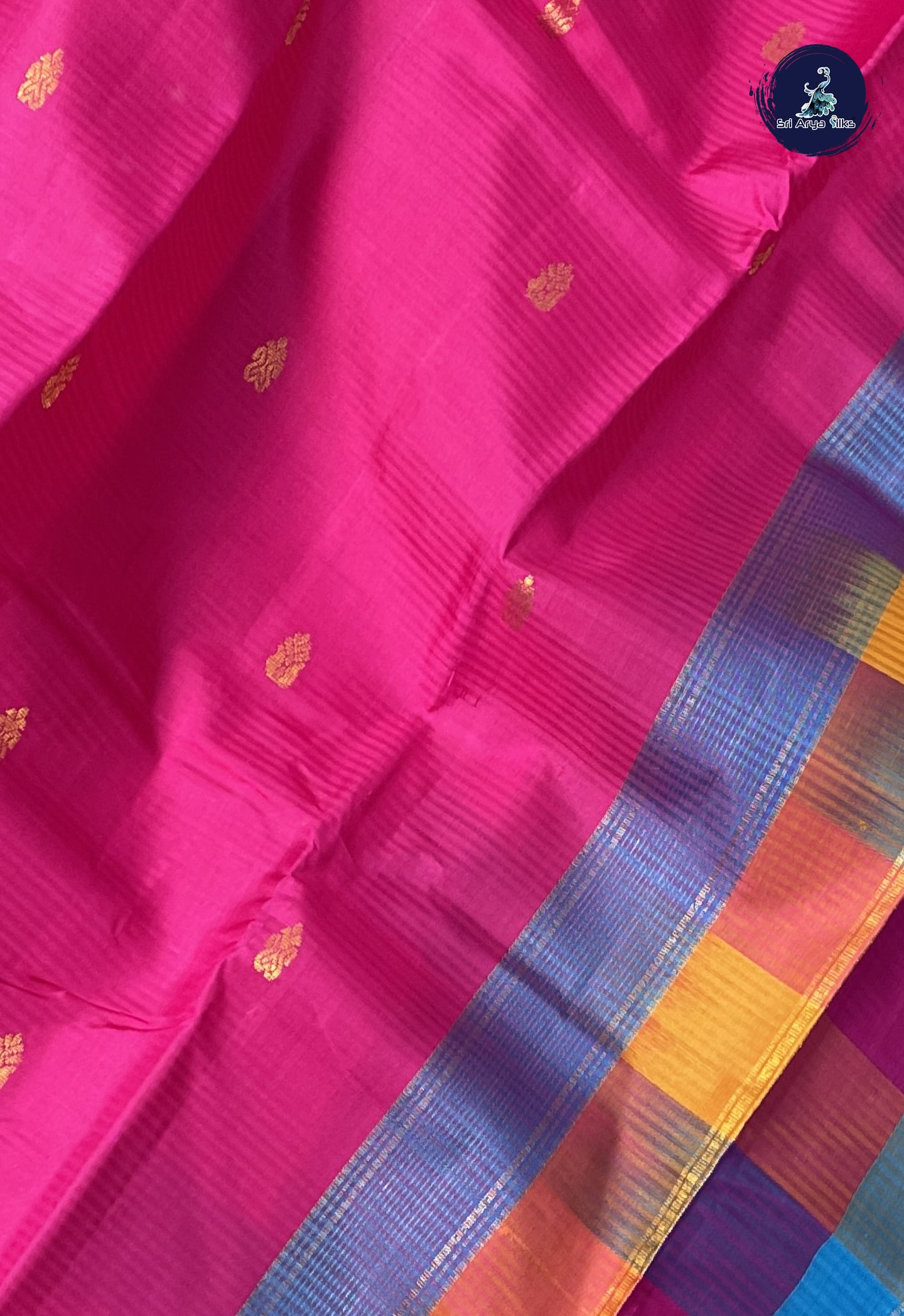 Dark Pink Light Weight Silk Saree With Zari Buttas Pattern