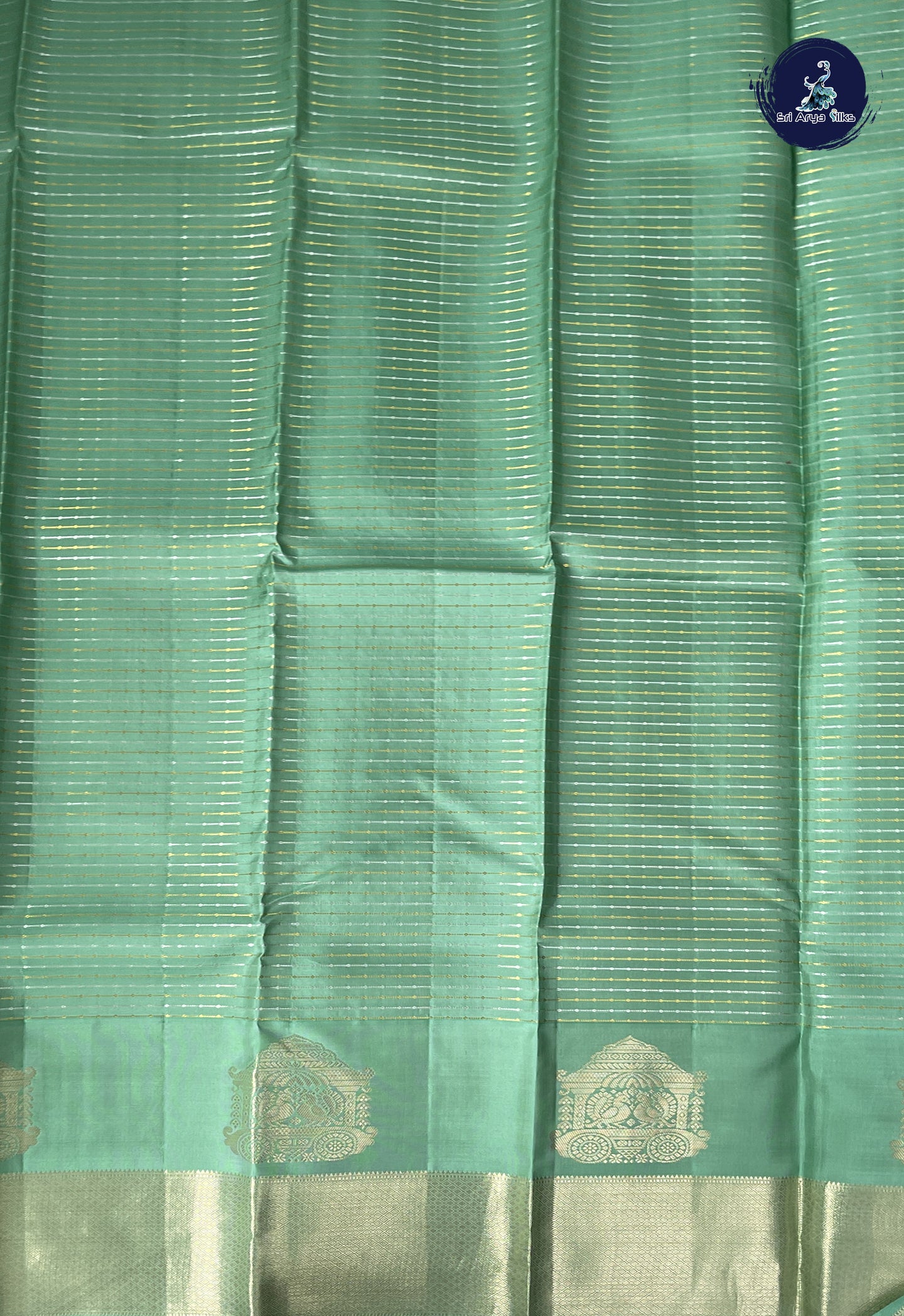 Pastel Green Bridal Silk Saree With Zari Checked Pattern