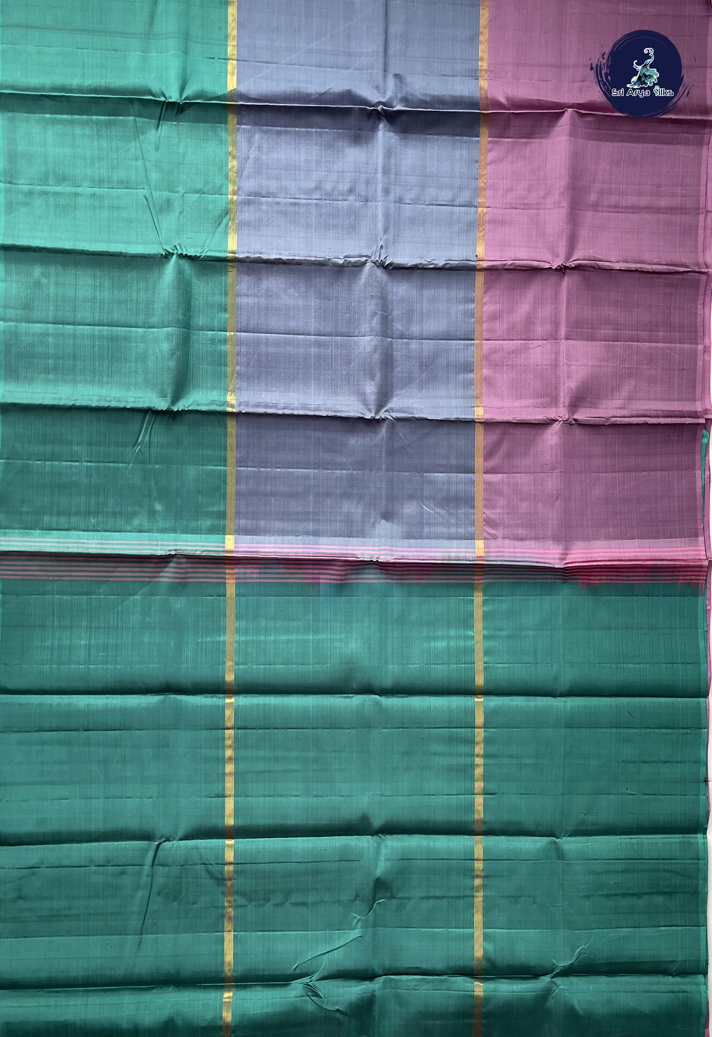 Multi Colour Light Weight Silk Saree With Muppagam / 3 Part Pattern