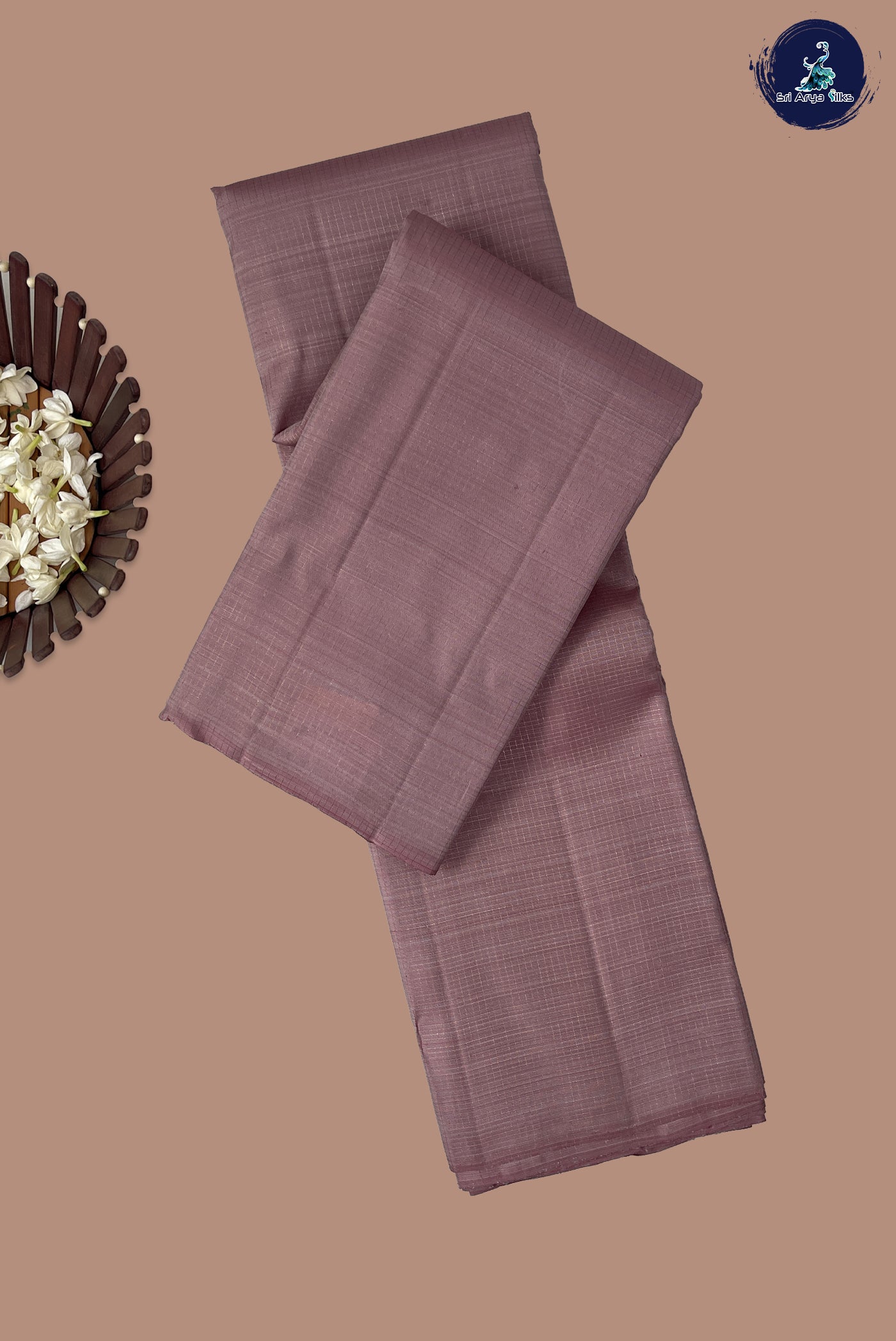 Onion Pink Checked Saree With Zari Checked Pattern