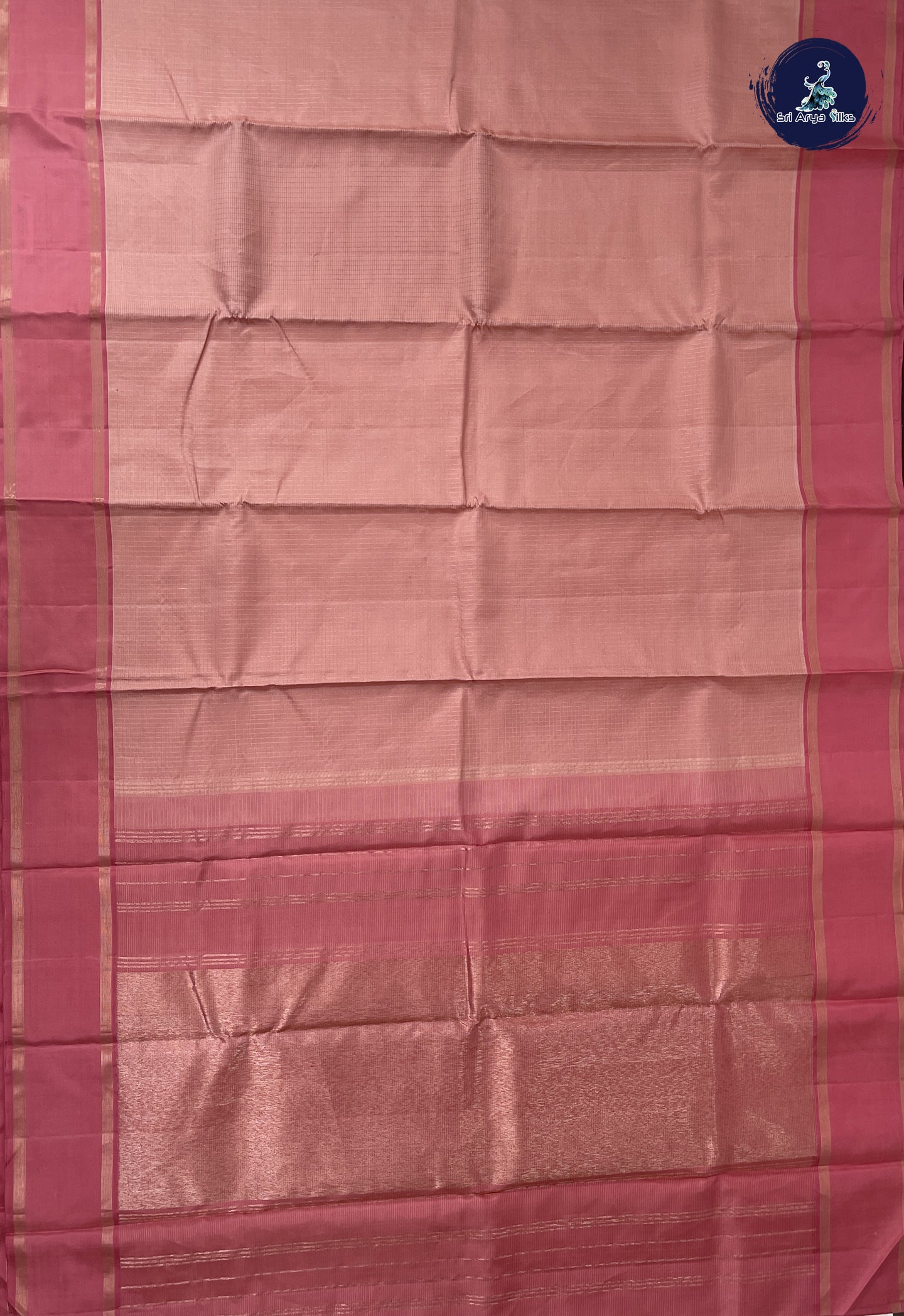 Peach Pink Checked Saree With Zari Checked Pattern