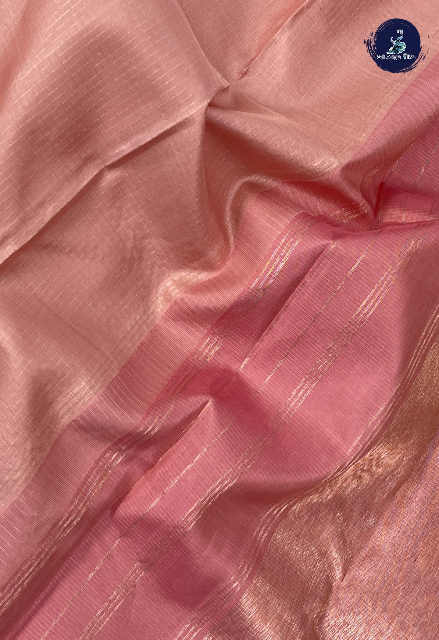 Peach Pink Checked Saree With Zari Checked Pattern