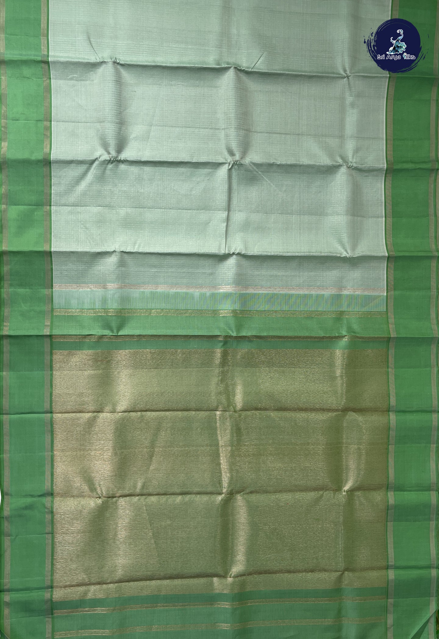 Pastel Green Checked Saree With Zari Checked Pattern