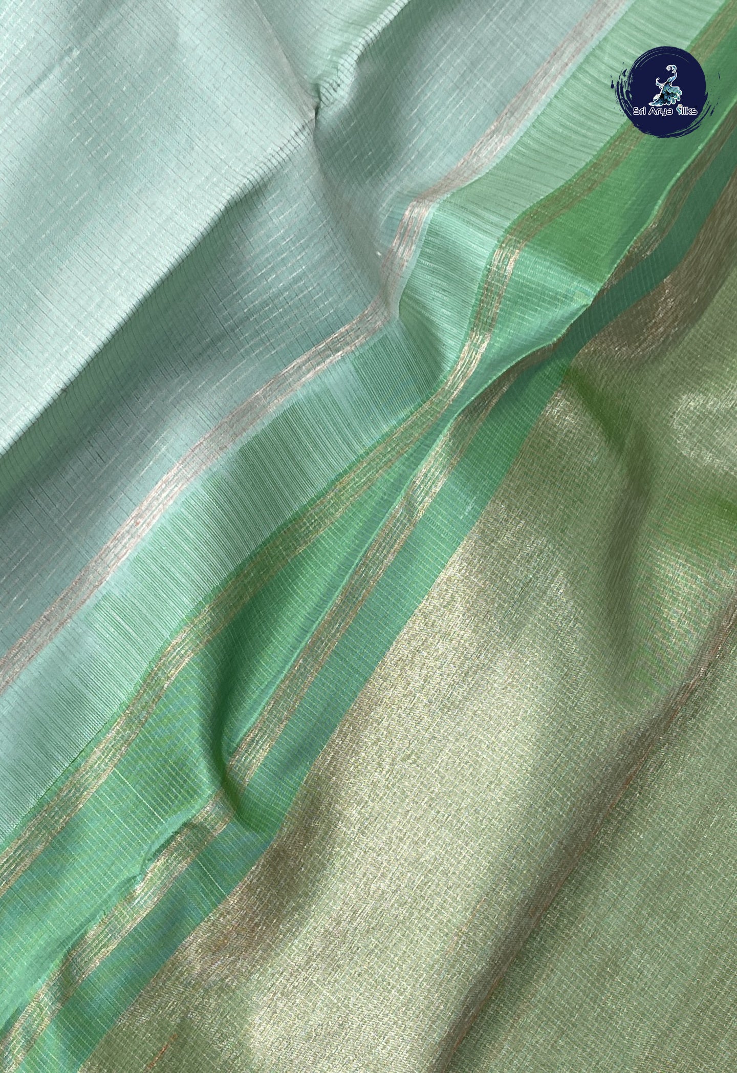 Pastel Green Checked Saree With Zari Checked Pattern