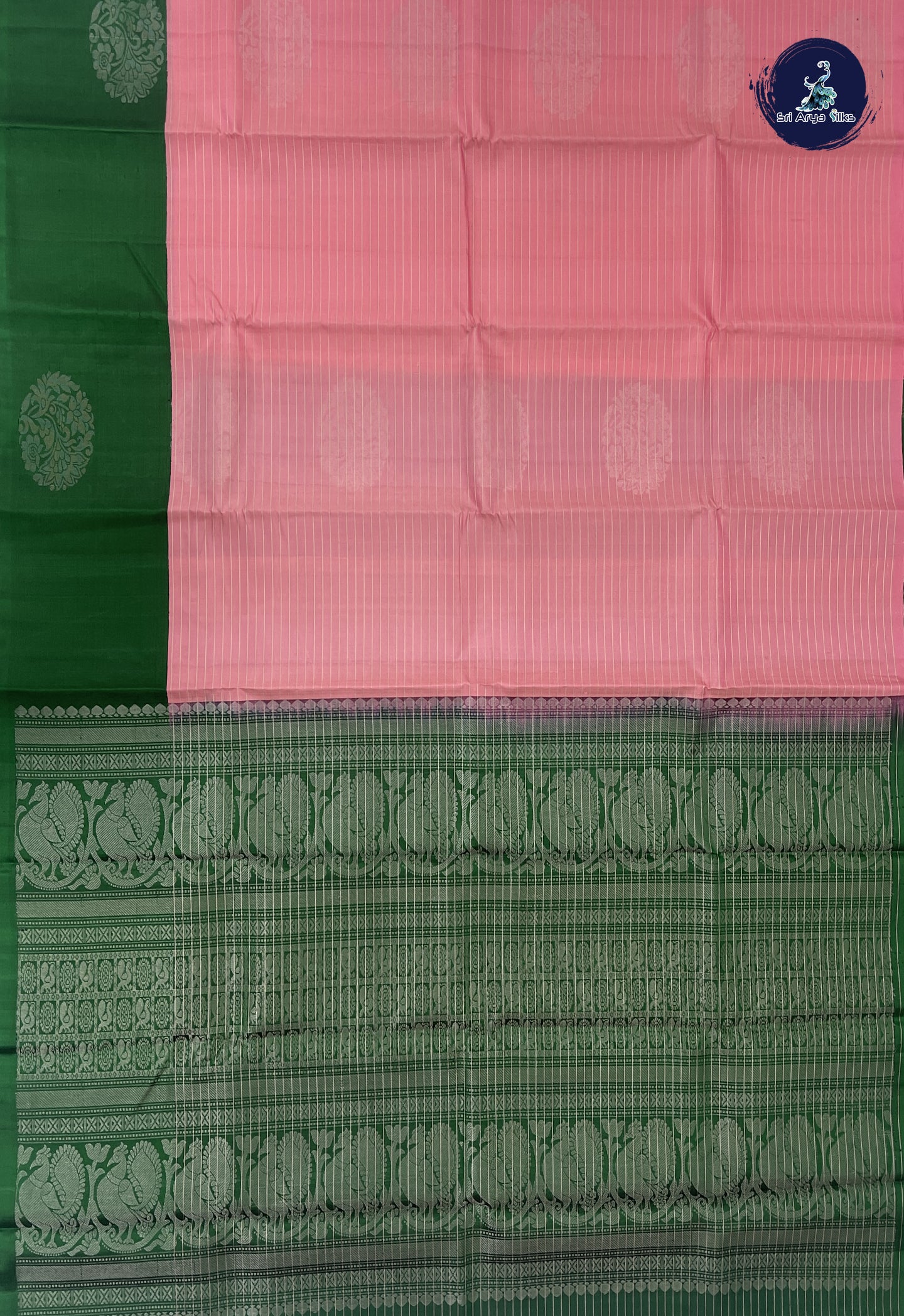 Light Pink Soft Silk Saree With Stripes Pattern
