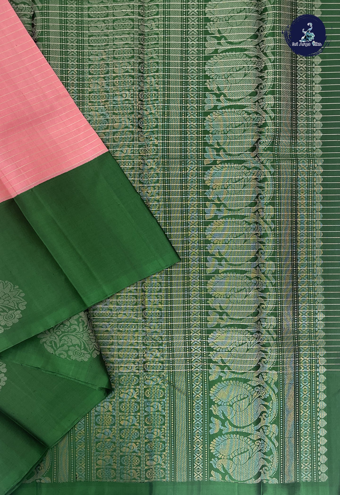 Light Pink Soft Silk Saree With Stripes Pattern