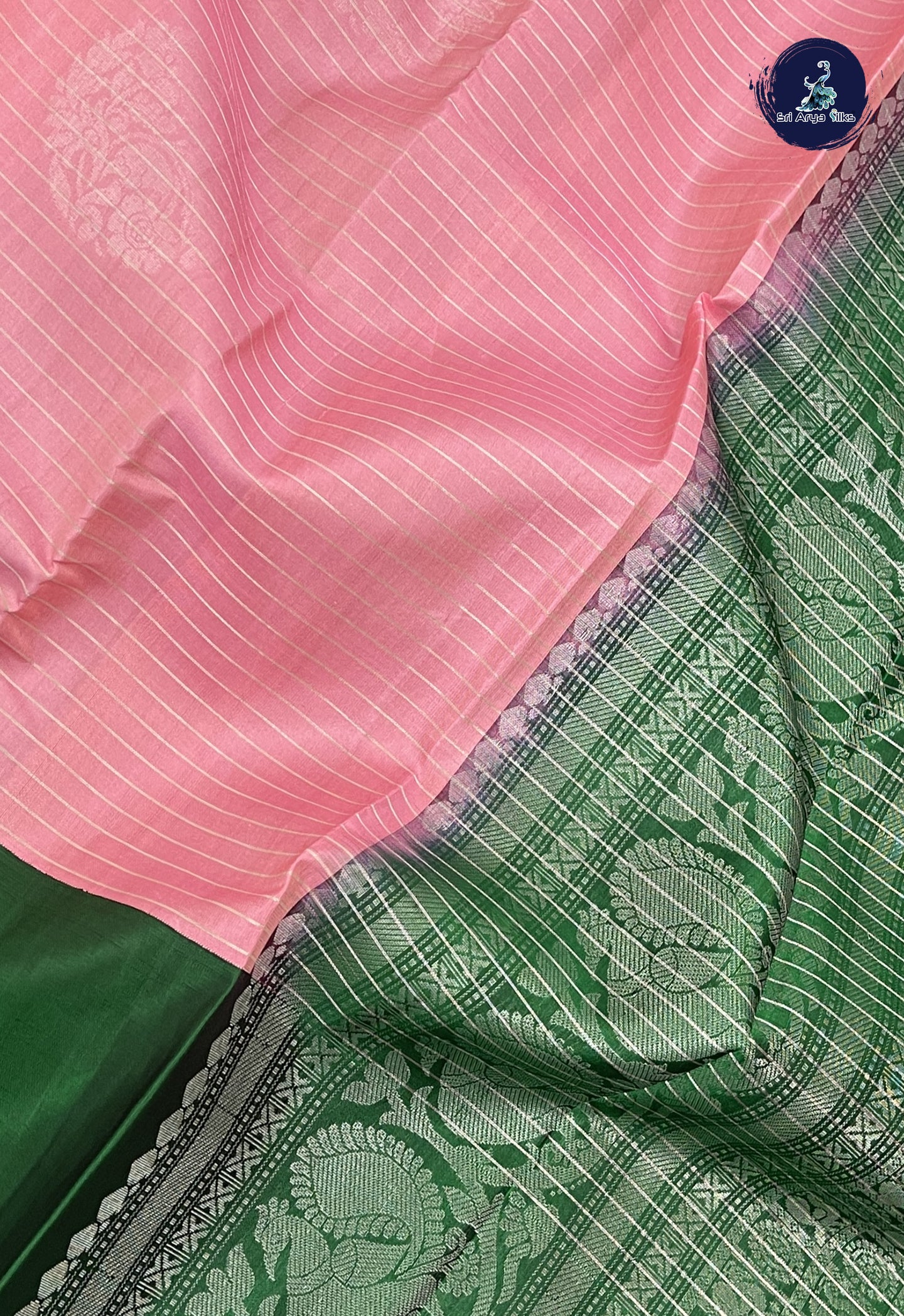 Light Pink Soft Silk Saree With Stripes Pattern