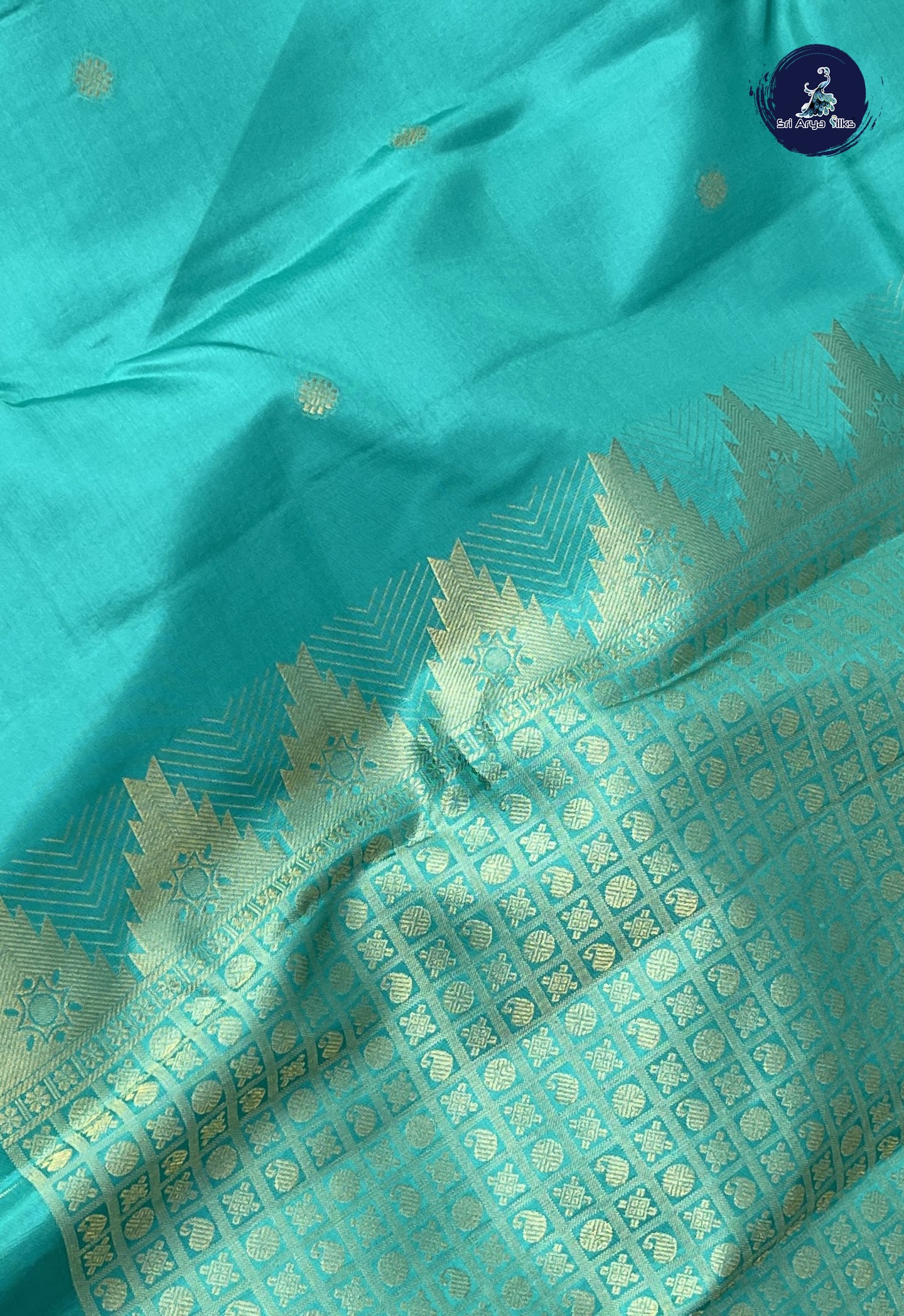 Turquoise Traditional Silk Saree With Zari Buttas Pattern