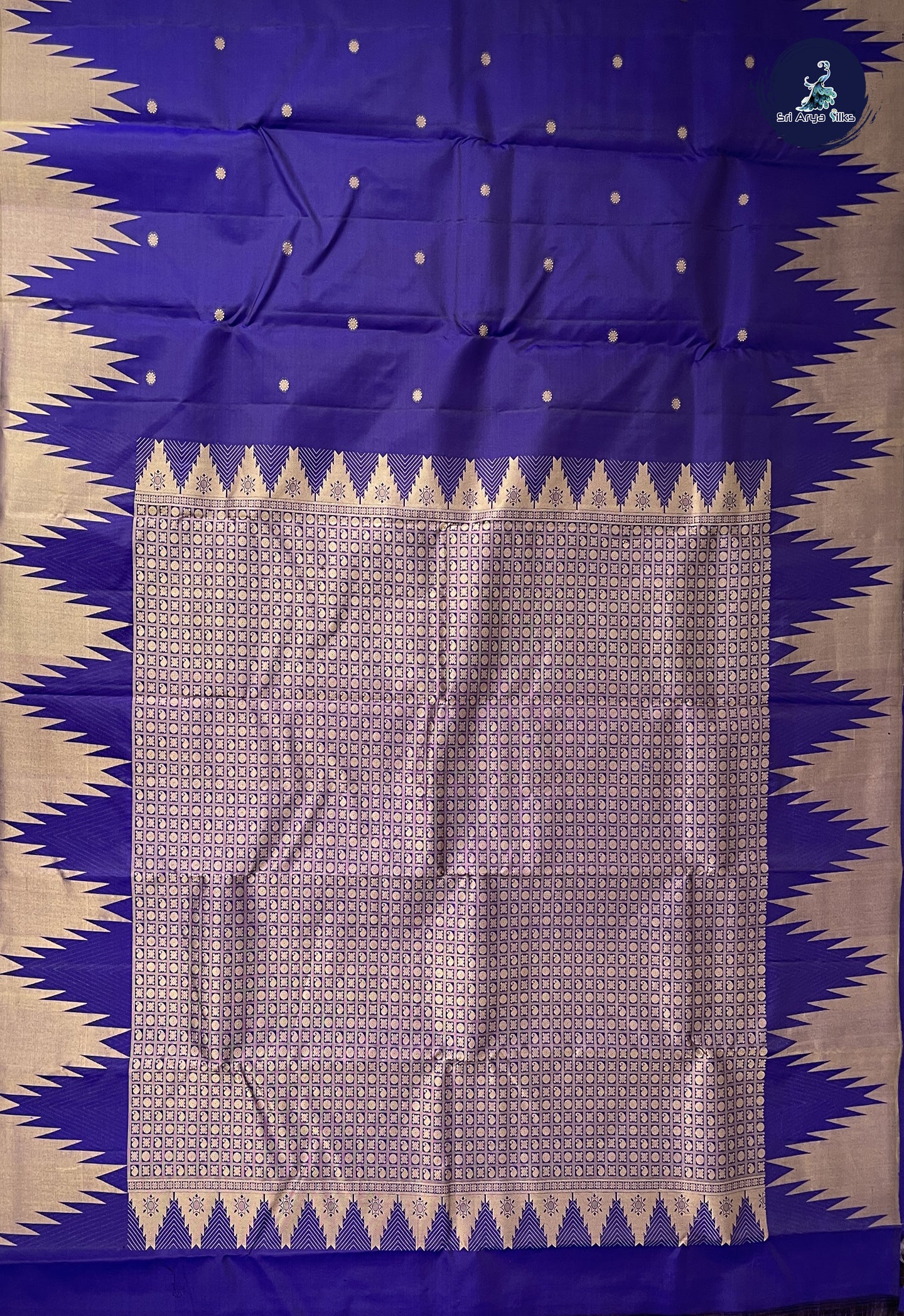 Dark Violet Traditional Silk Saree With Zari Buttas Pattern