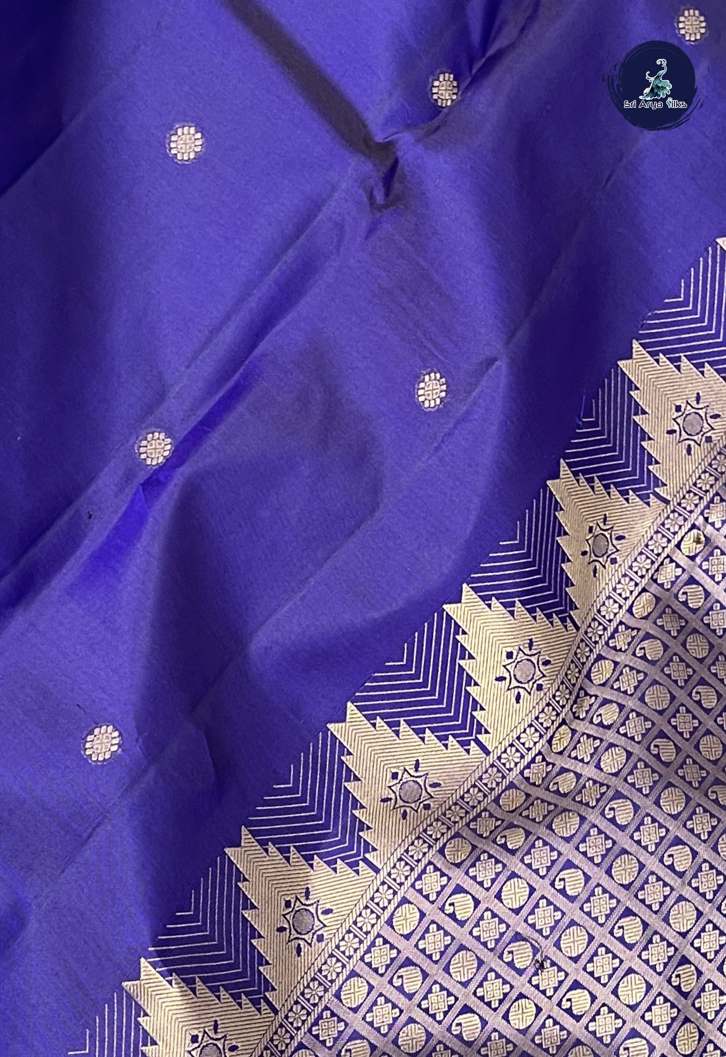 Dark Violet Traditional Silk Saree With Zari Buttas Pattern