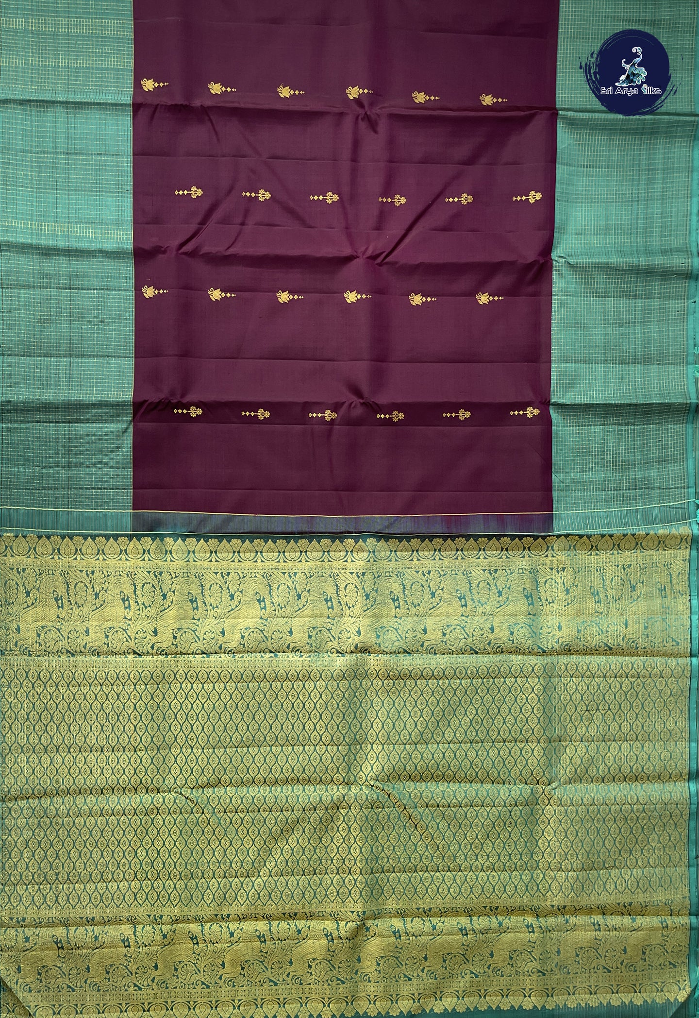 Dual Tone Brown Traditional Silk Saree With Zari Buttas Pattern