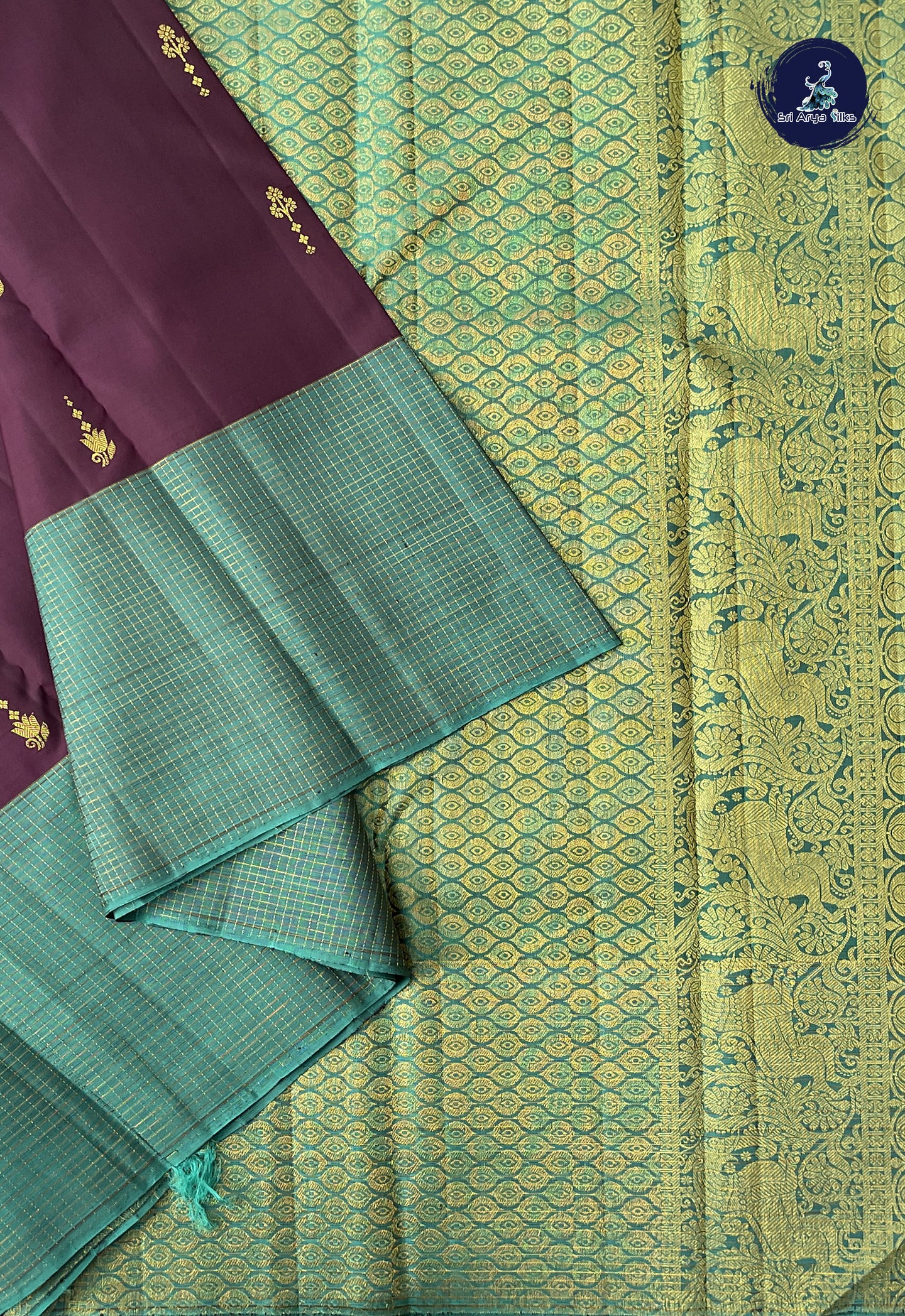 Dual Tone Brown Traditional Silk Saree With Zari Buttas Pattern