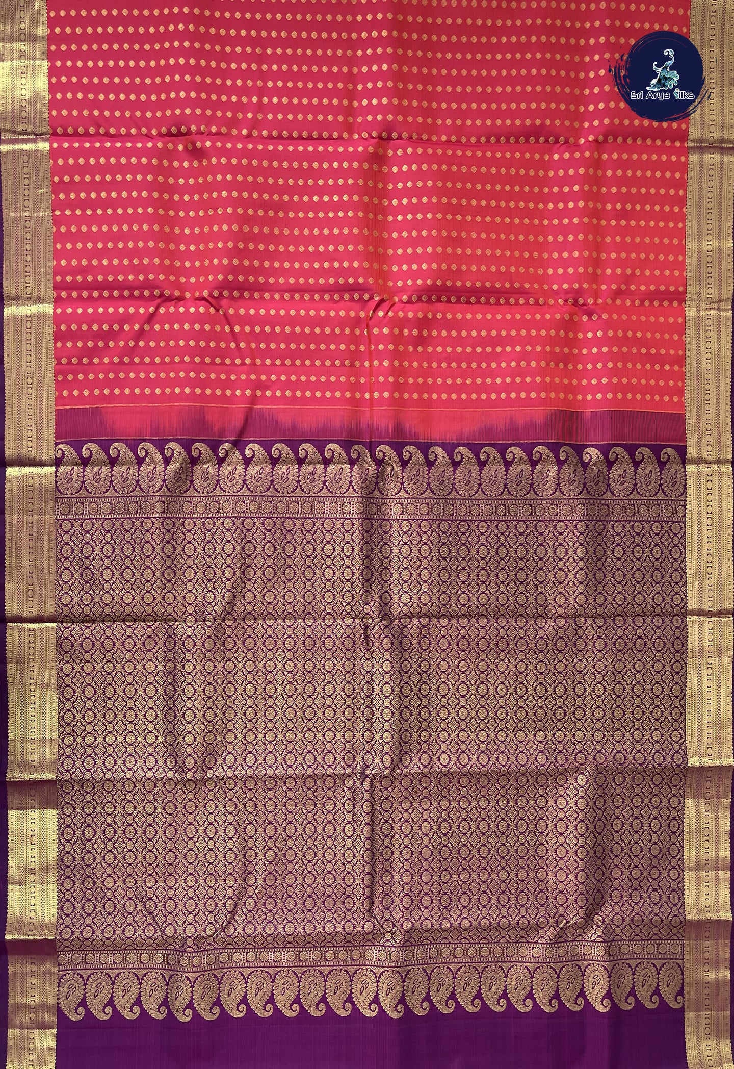 Dual Tone Pink Bridal Silk Saree With 1000 Butta Pattern