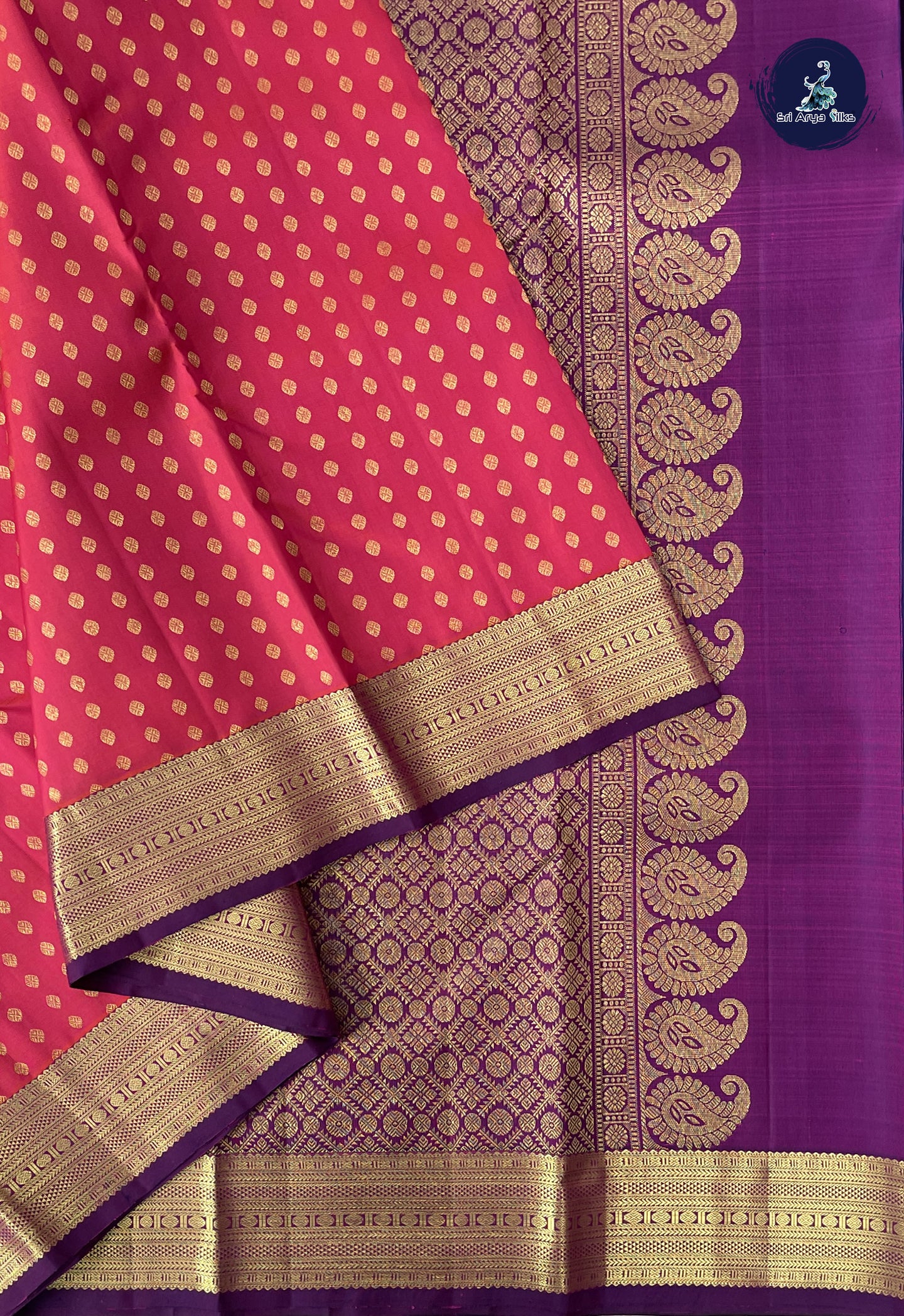 Dual Tone Pink Bridal Silk Saree With 1000 Butta Pattern