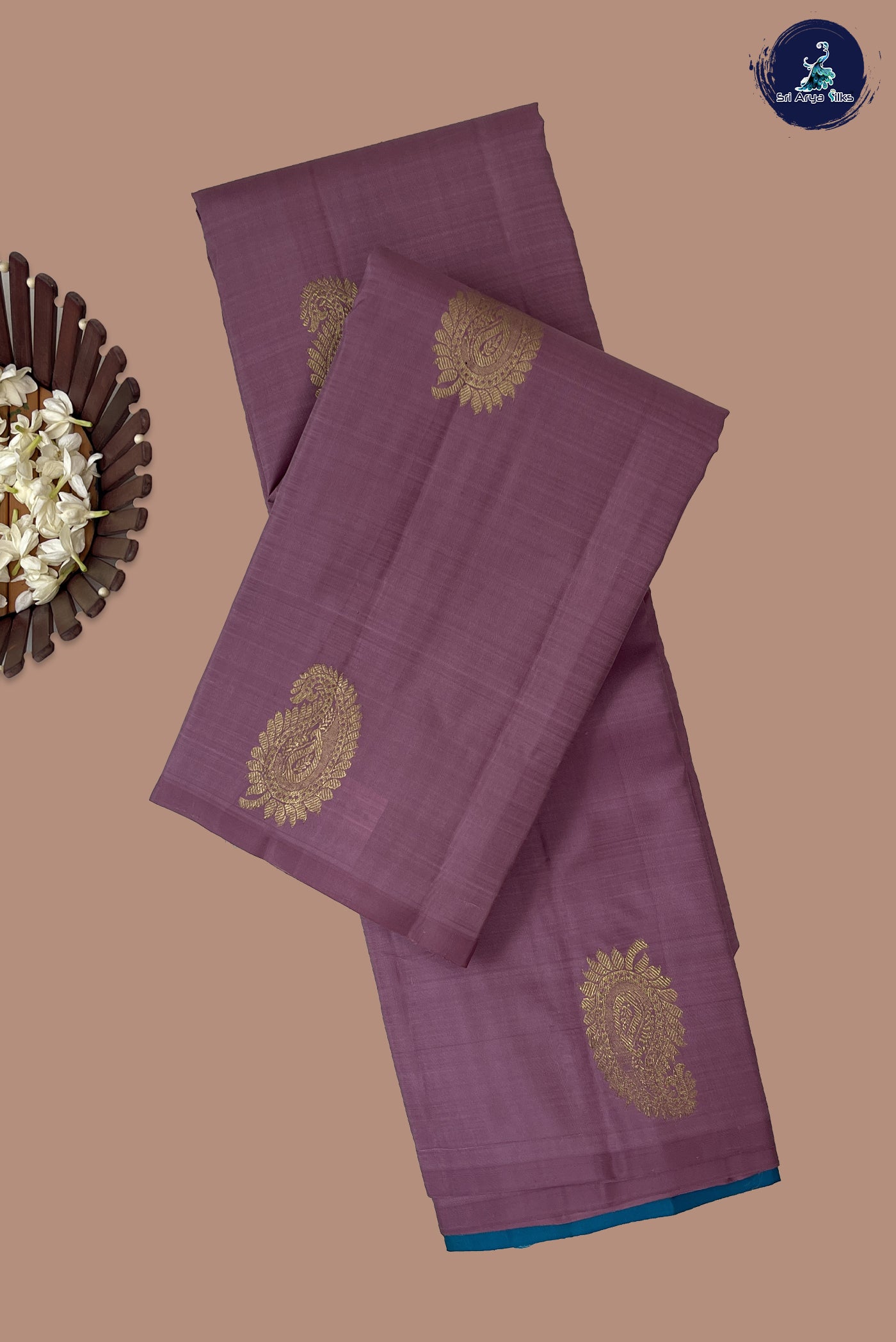 Mauve Pink Without Border Saree With Zari Buttas Pattern