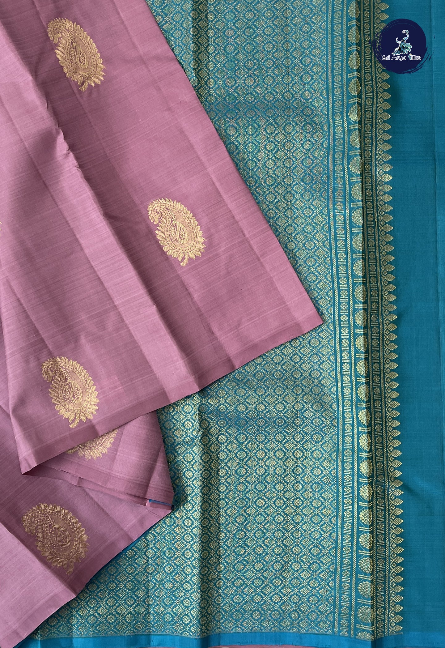 Mauve Pink Without Border Saree With Zari Buttas Pattern