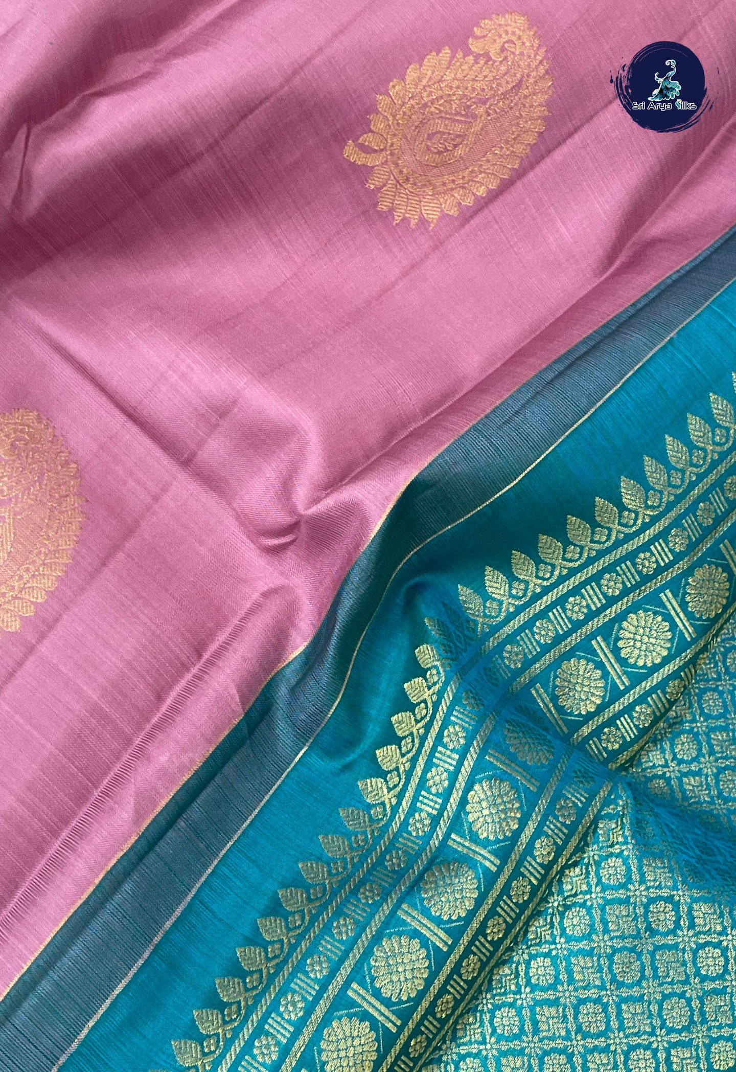 Mauve Pink Without Border Saree With Zari Buttas Pattern