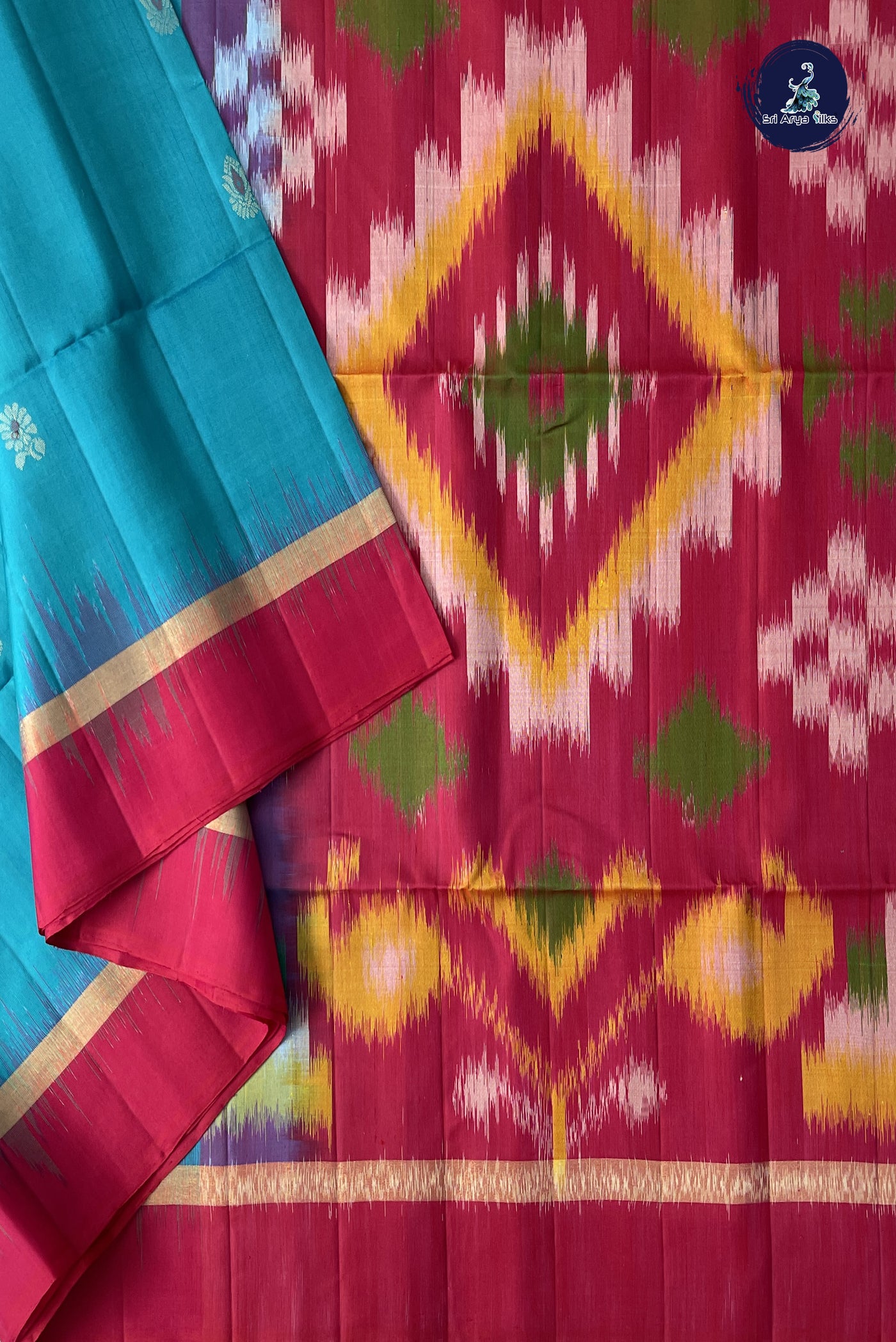 Dual Tone Blue Soft Silk Saree With Zari Buttas Pattern
