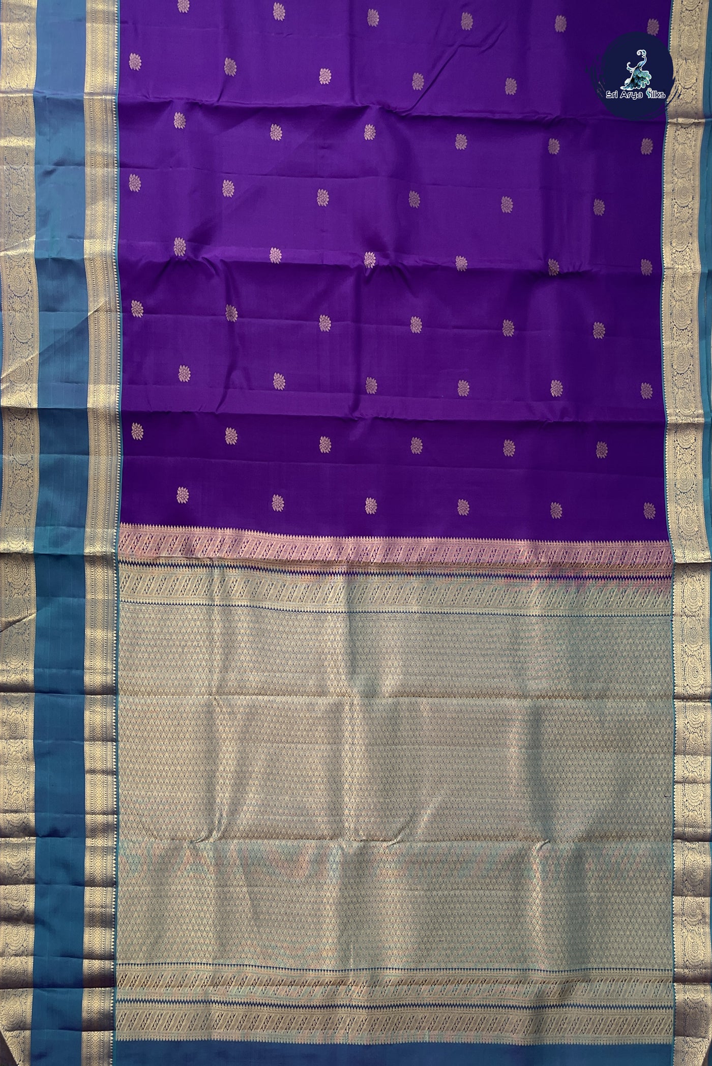 Dark Violet Traditional Silk Saree With Zari Buttas Pattern