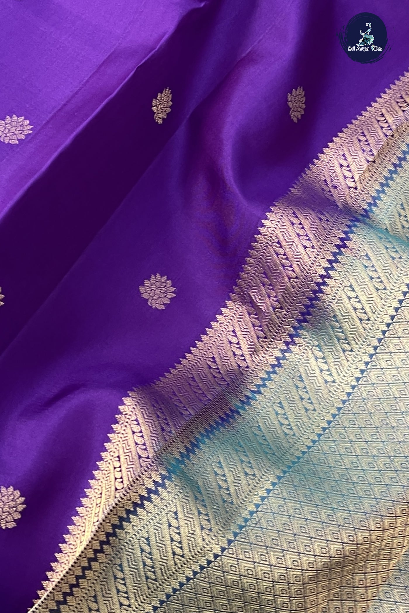 Dark Violet Traditional Silk Saree With Zari Buttas Pattern