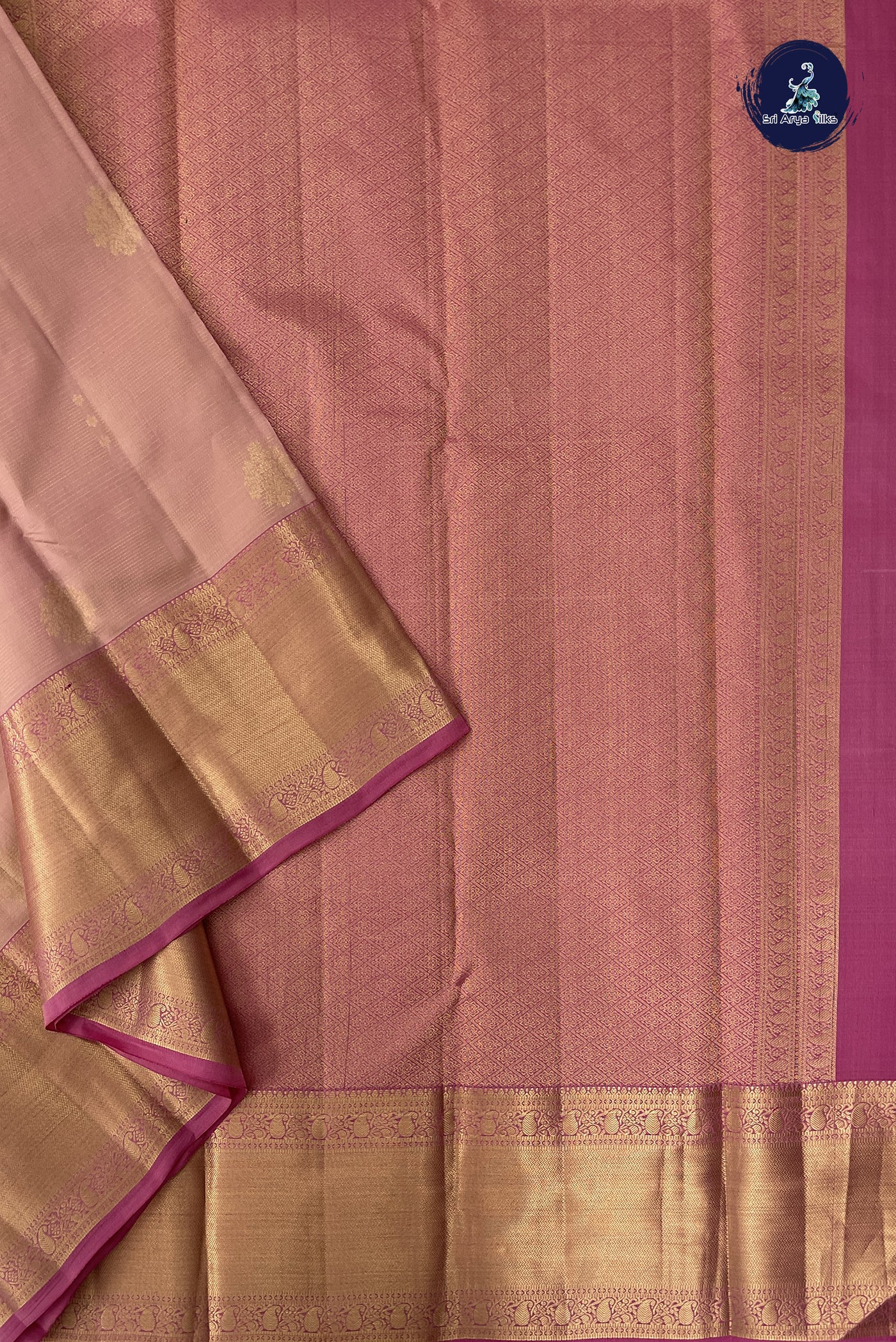 Peach Pink Traditional Silk Saree With Vaira Oosi Pattern
