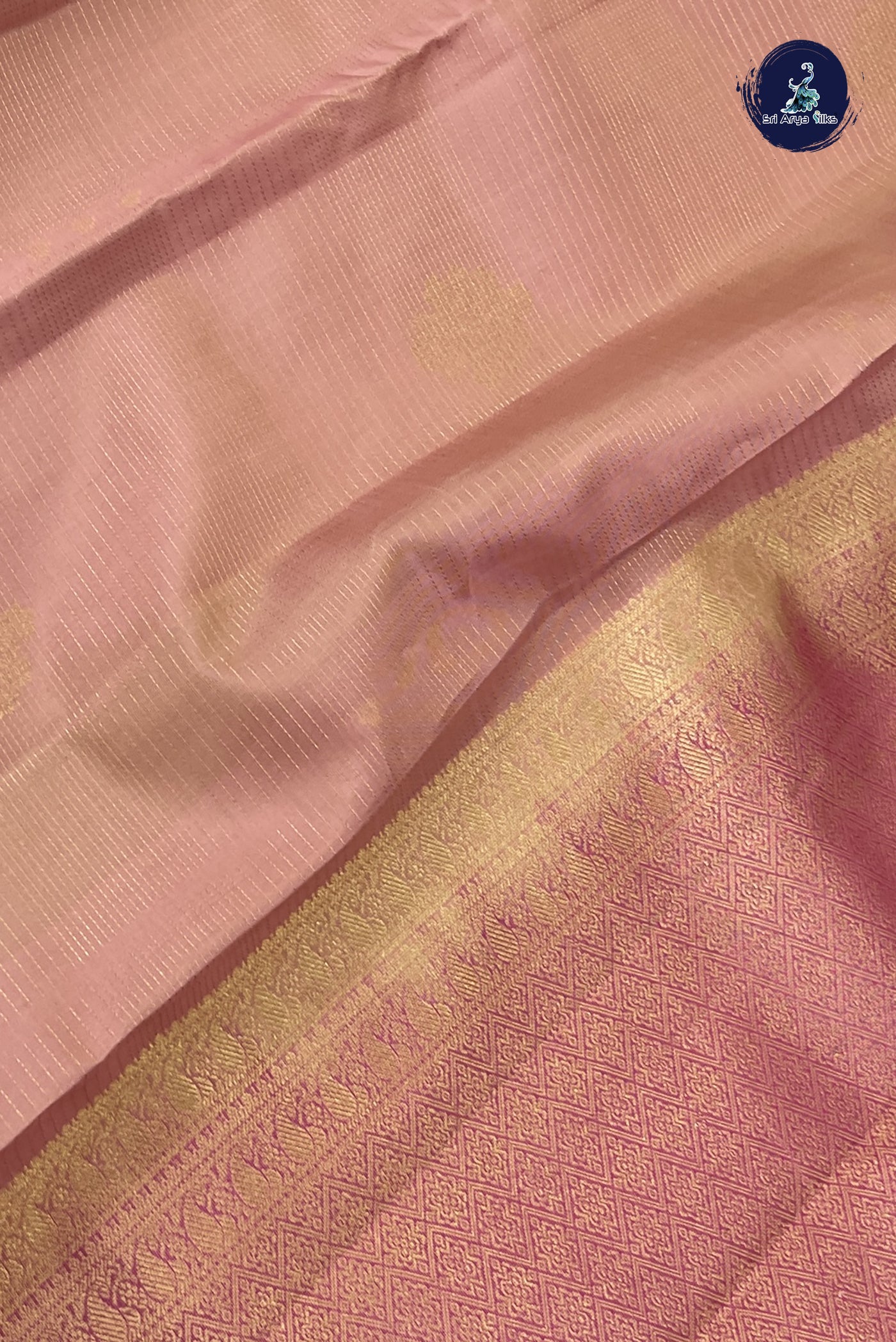 Peach Pink Traditional Silk Saree With Vaira Oosi Pattern