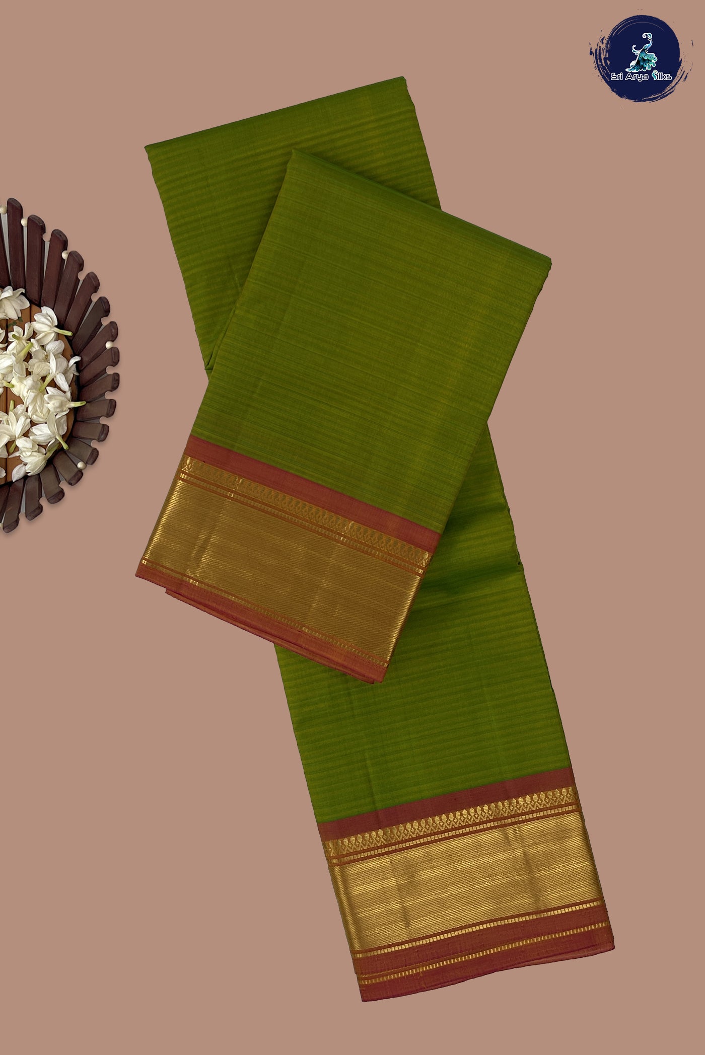 Lime Green Light Weight Silk Saree With Doria Lines Pattern
