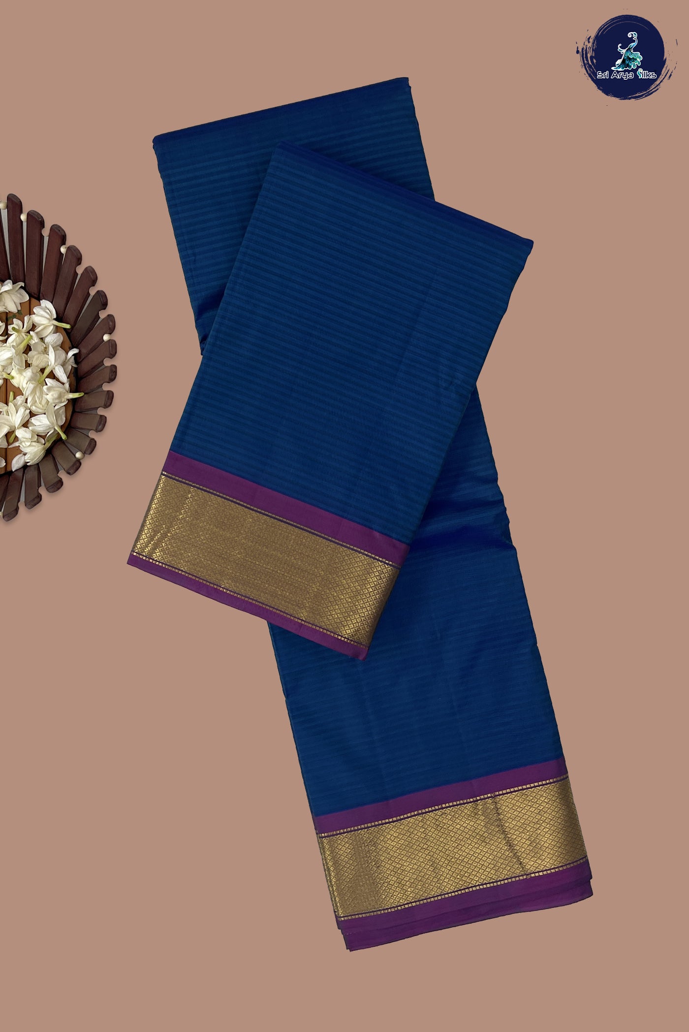 Dark Blue Light Weight Silk Saree With Doria Lines Pattern