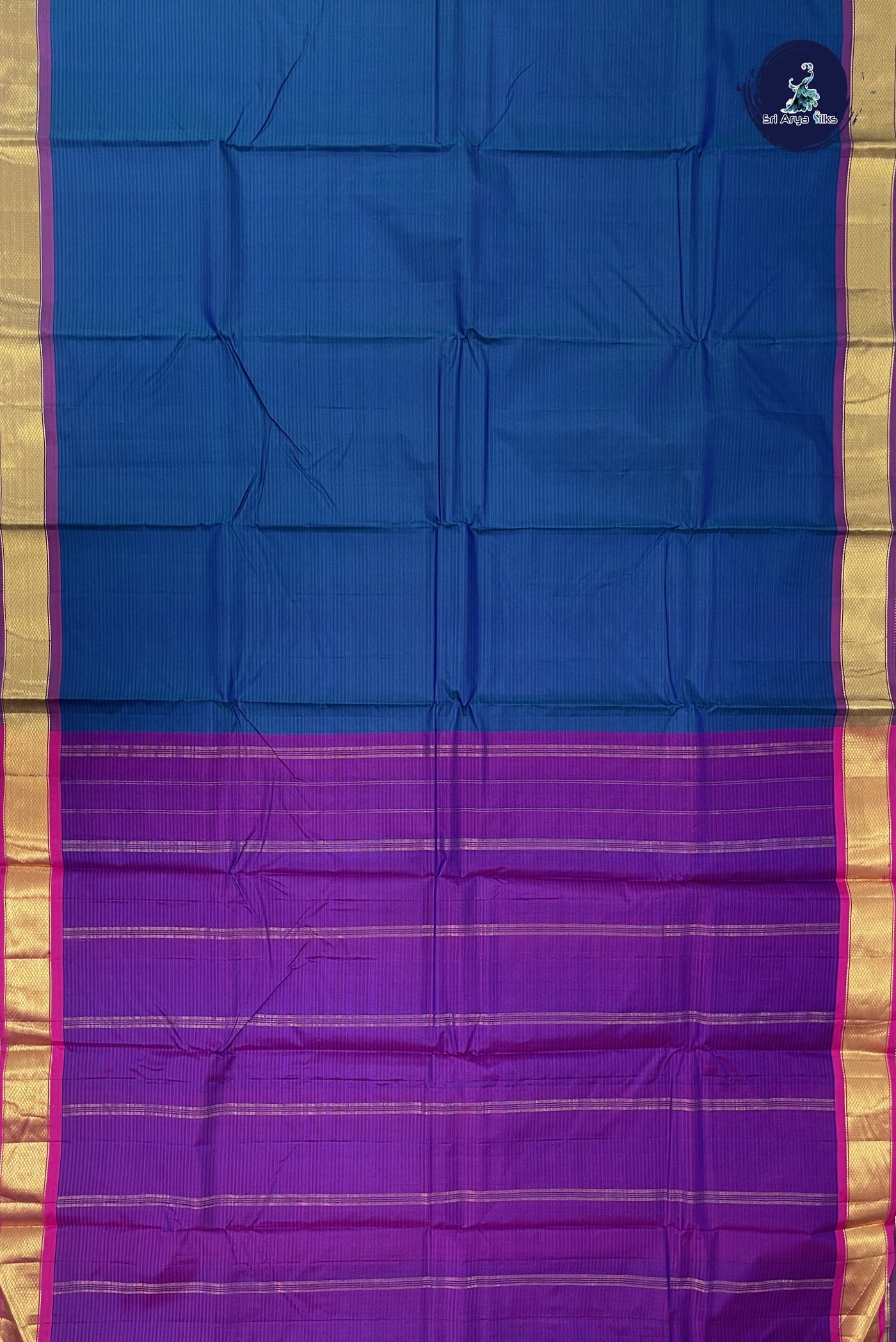 Dark Blue Light Weight Silk Saree With Doria Lines Pattern