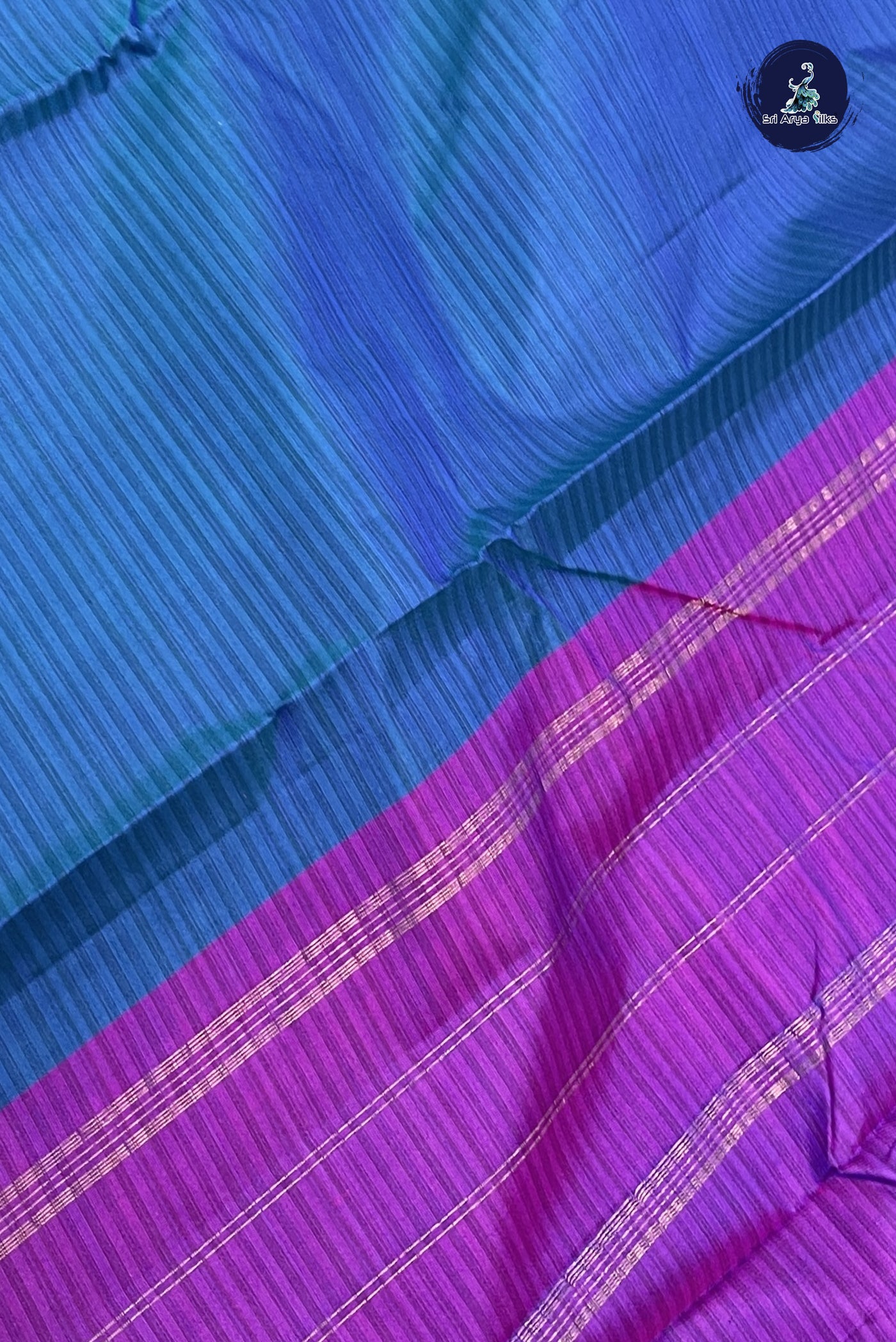 Dark Blue Light Weight Silk Saree With Doria Lines Pattern
