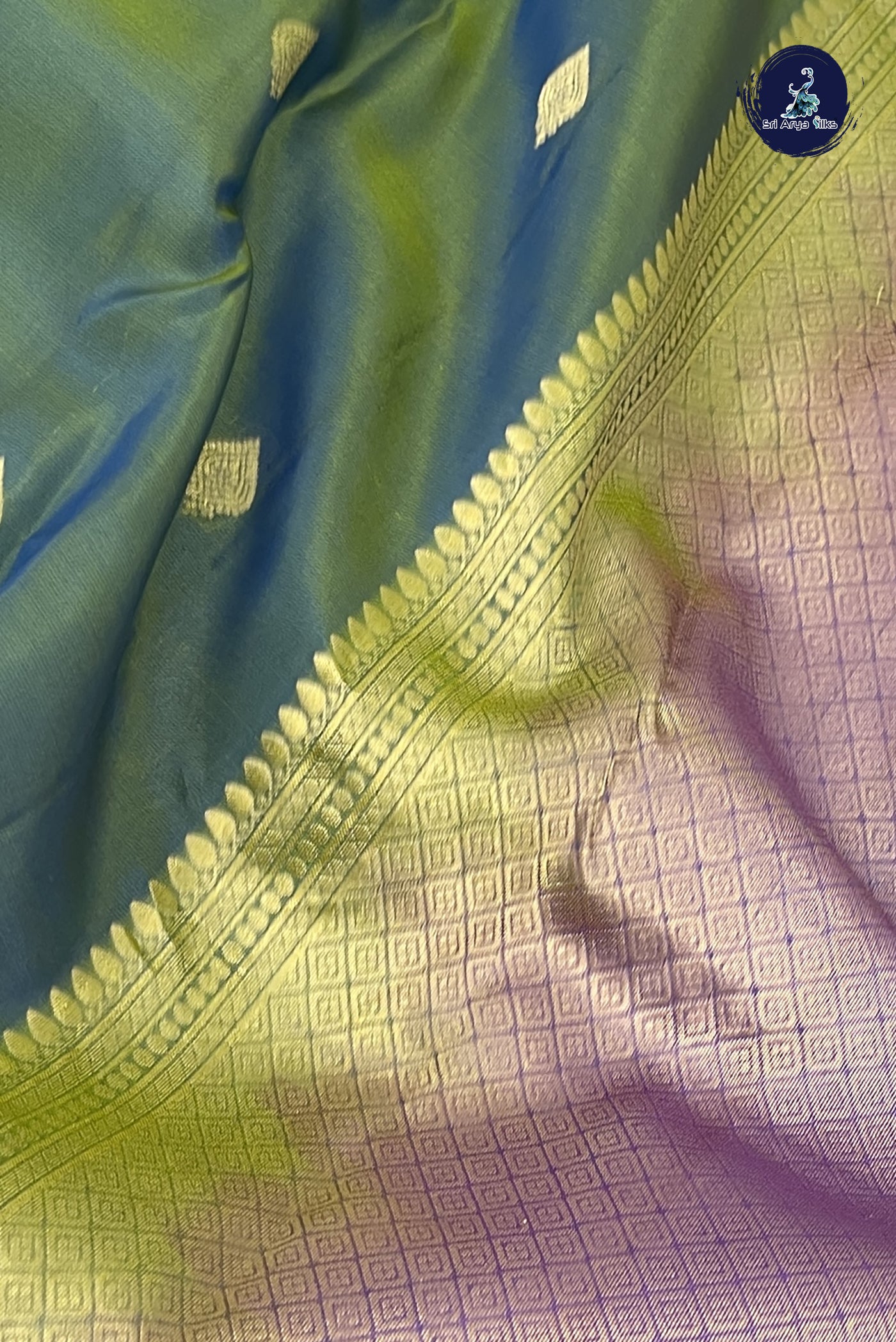 Bluish Grey Half Pure Silk Saree With Zari Buttas Pattern