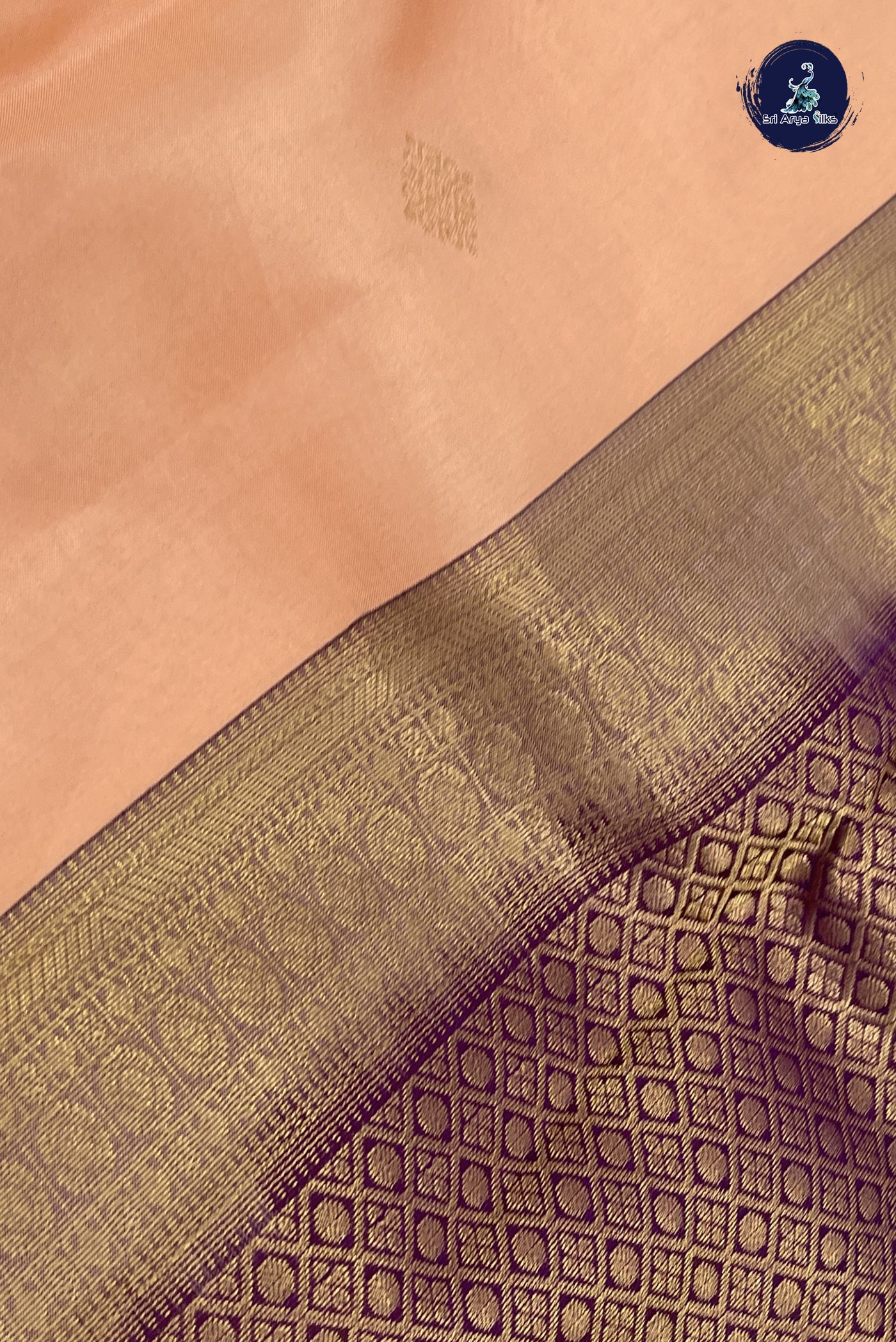 Peach Half Pure Silk Saree With Zari Buttas Pattern