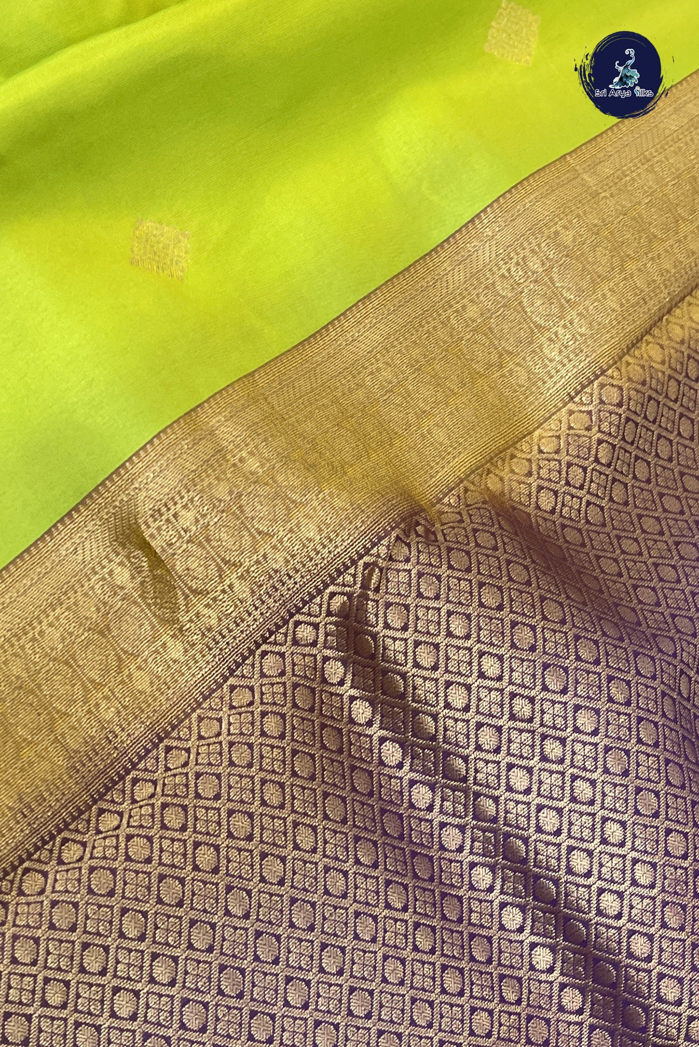 Lime Green Half Pure Silk Saree With Zari Buttas Pattern