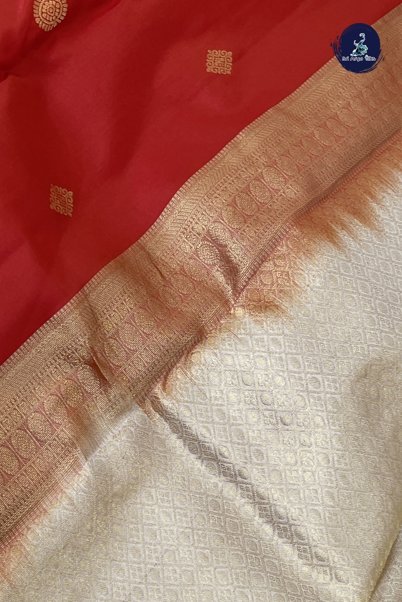 Red Half Pure Silk Saree With Zari Buttas Pattern