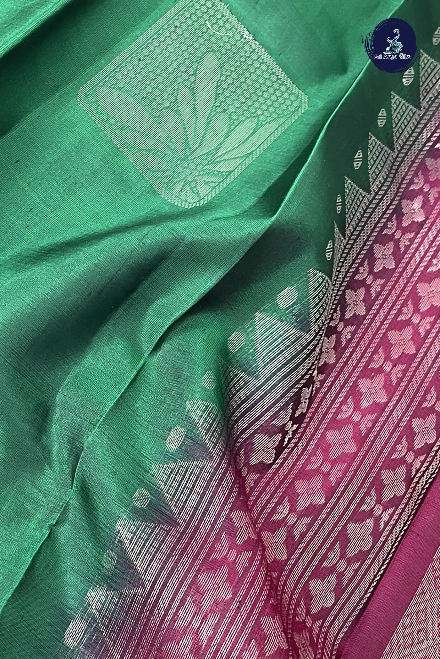 Bottle Green Half Pure Silk Saree With Zari Buttas Pattern