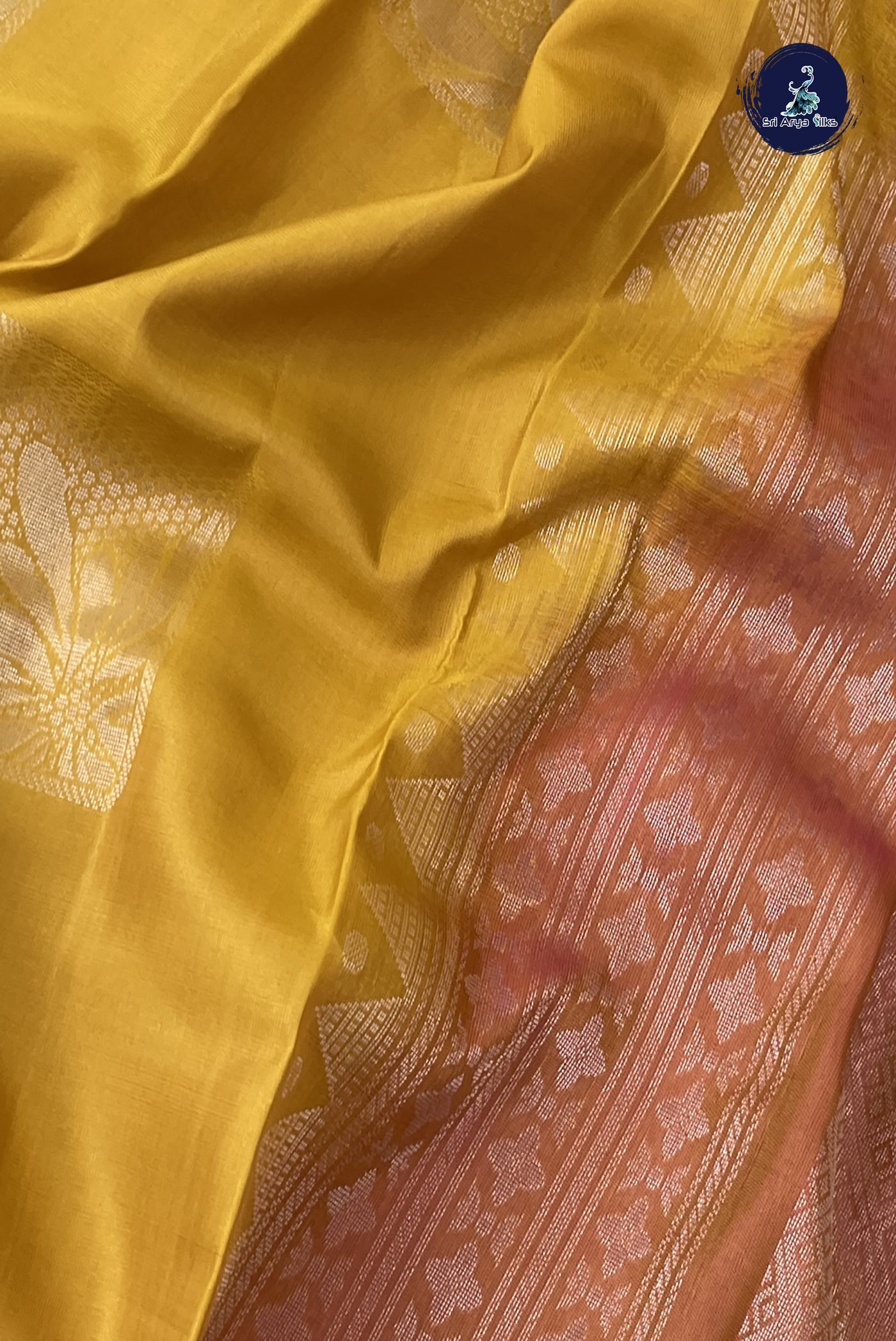 Mustard Yellow Half Pure Silk Saree With Zari Buttas Pattern