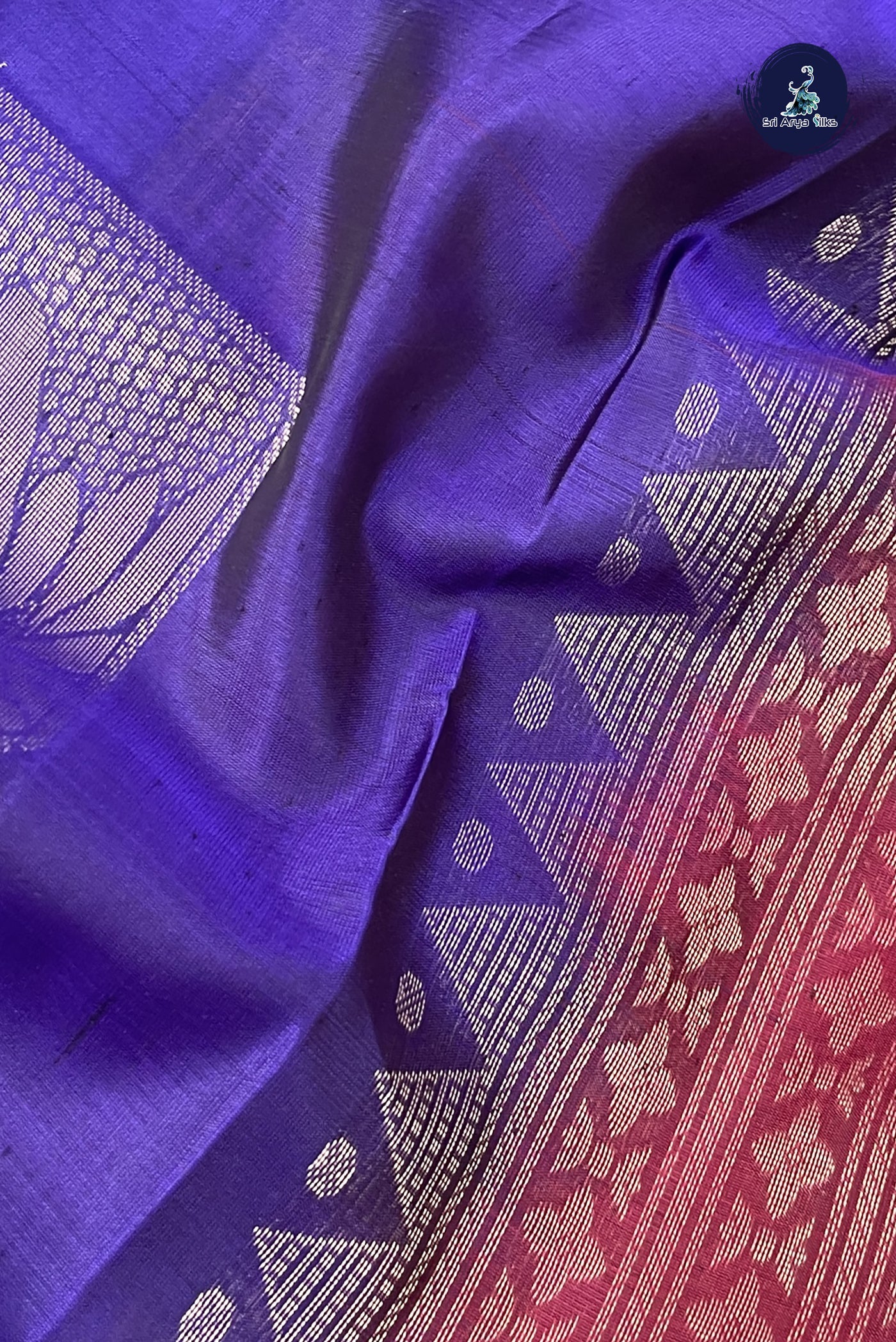 Dark Blue Half Pure Silk Saree With Zari Buttas Pattern