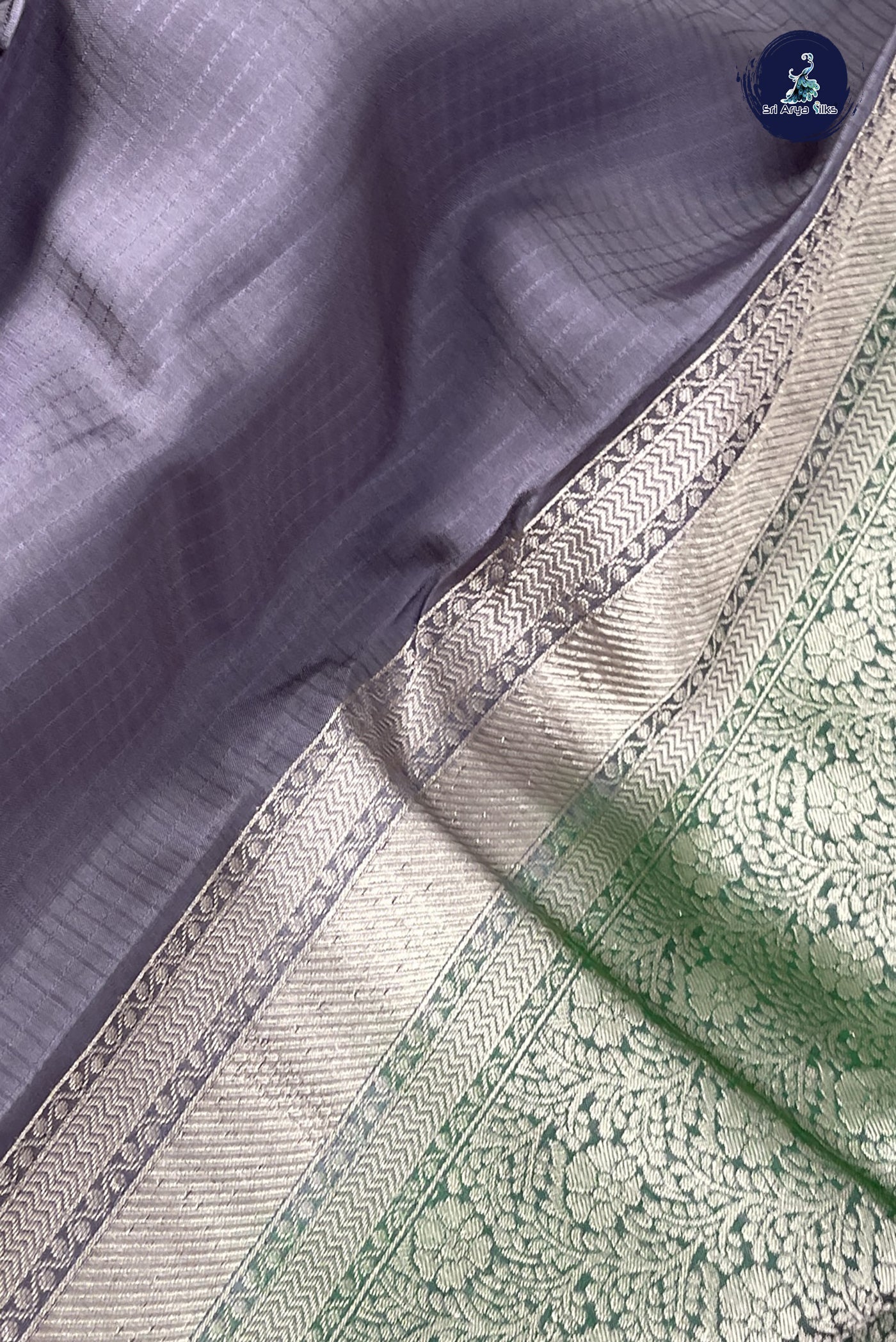 Mauve Grey Half Pure Silk Saree With Embossed Pattern