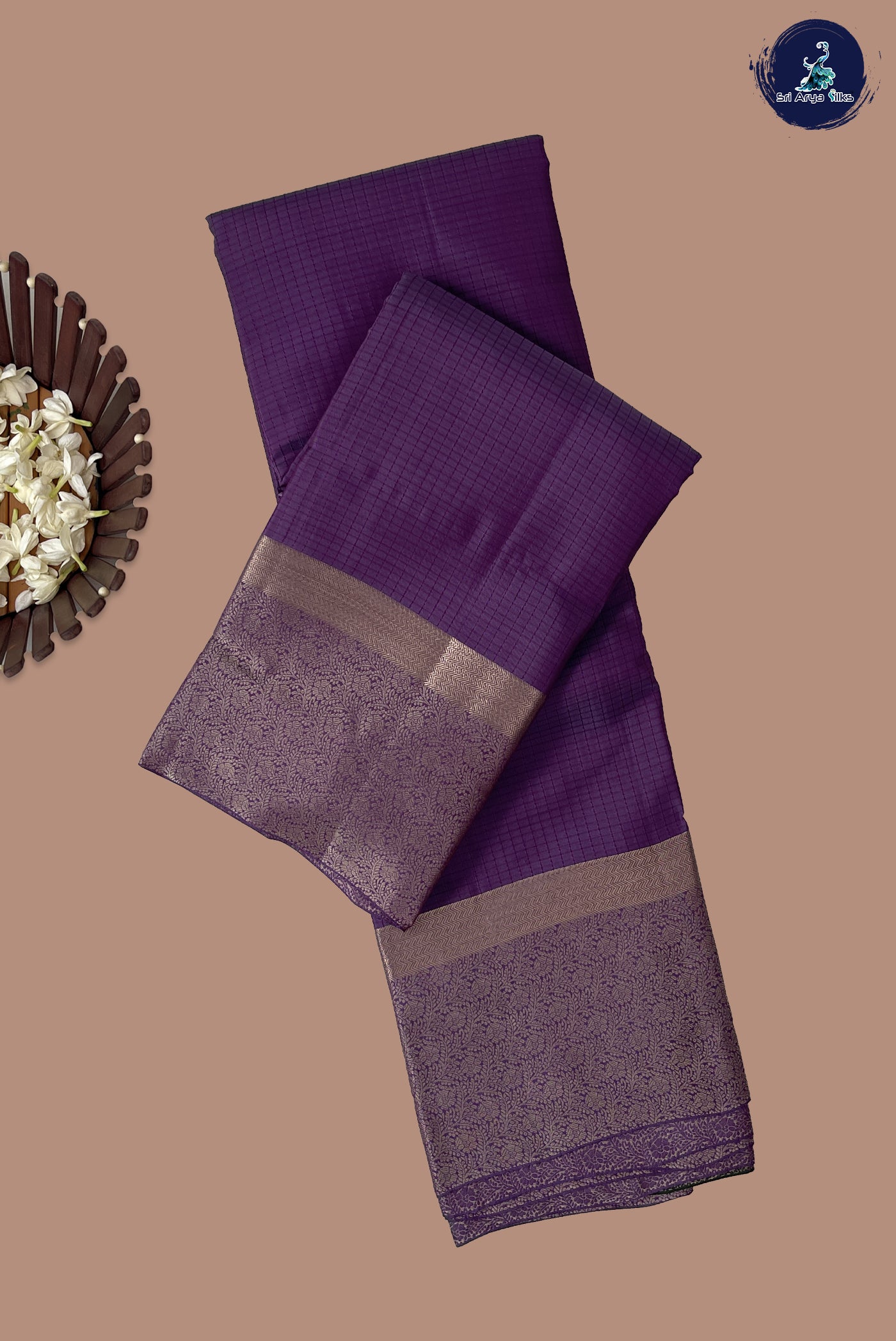 Lavender Half Pure Silk Saree With Embossed Pattern
