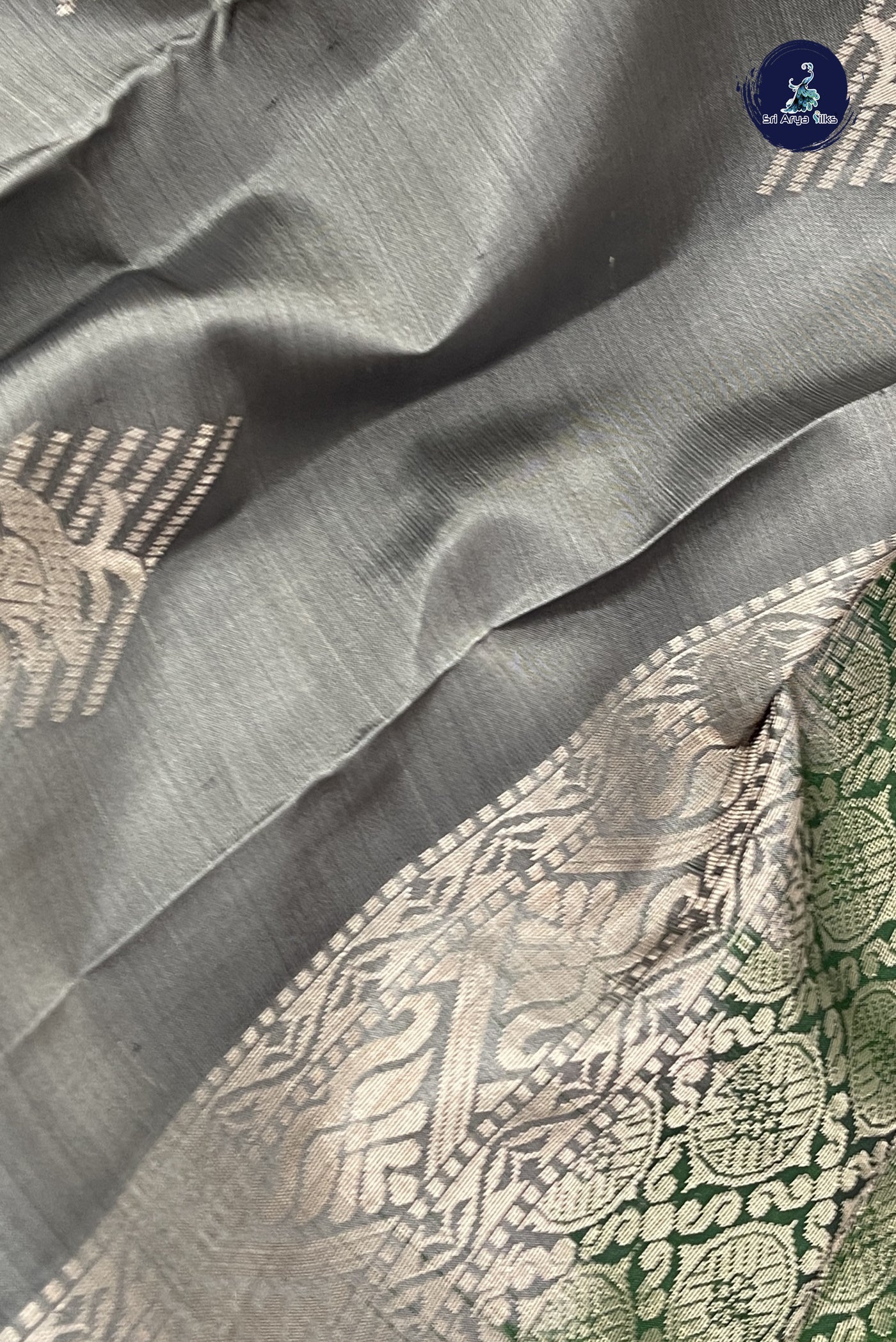 Grey Half Pure Silk Saree With Zari Buttas Pattern