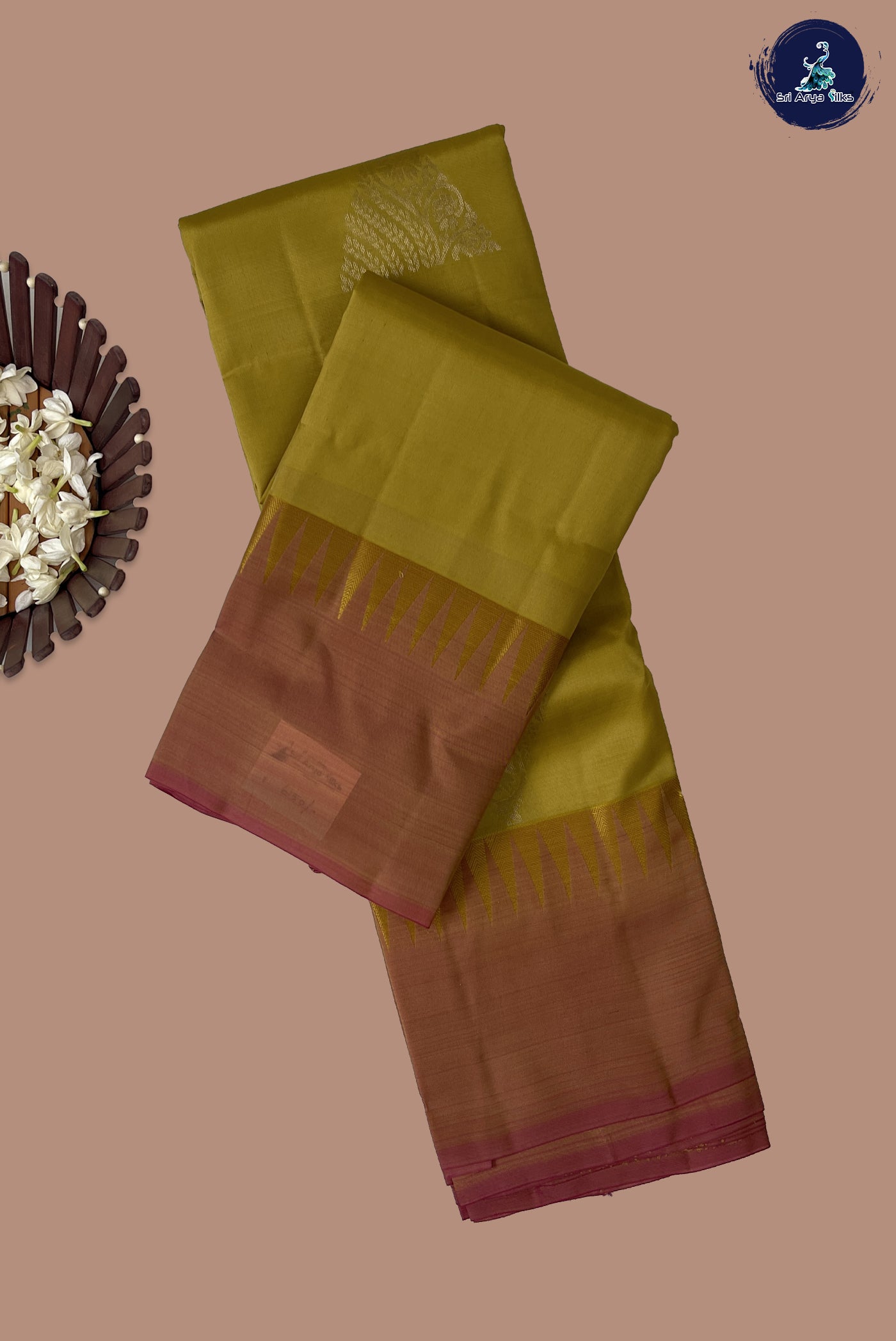 Yellow Half Pure Silk Saree With Plain Pattern