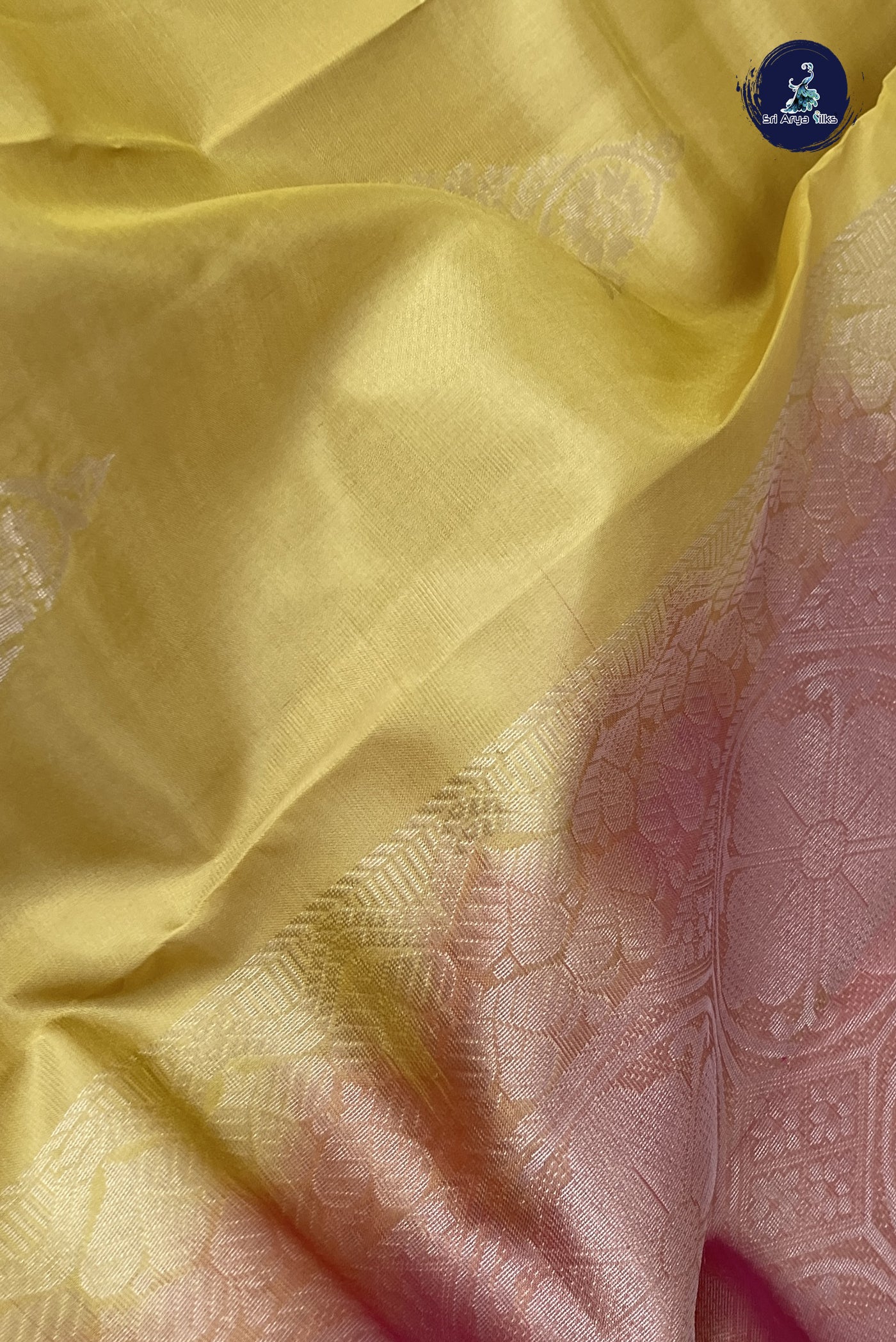 Yellow Half Pure Silk Saree With Plain Pattern