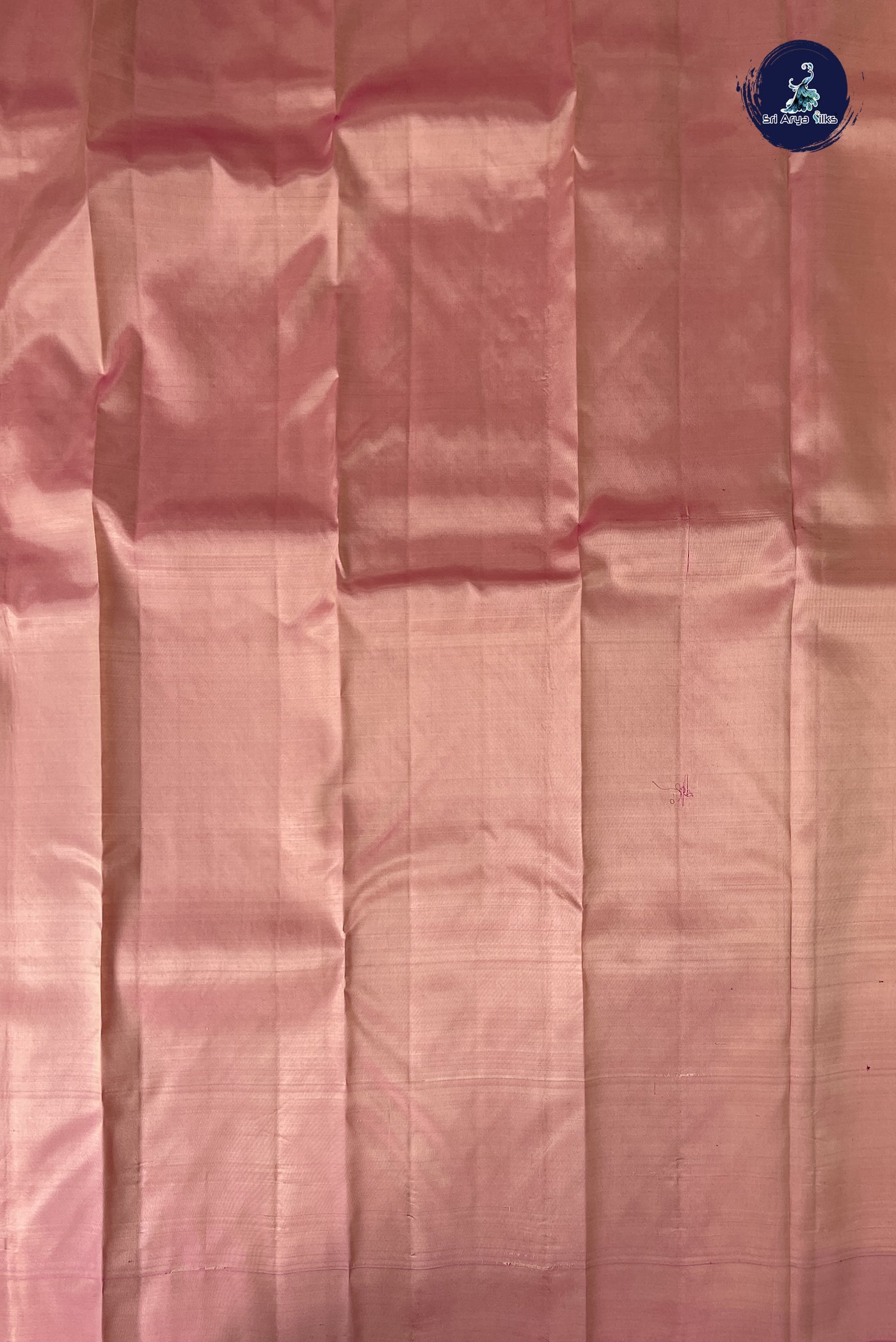 Peach Half Pure Silk Saree With Stripes Pattern