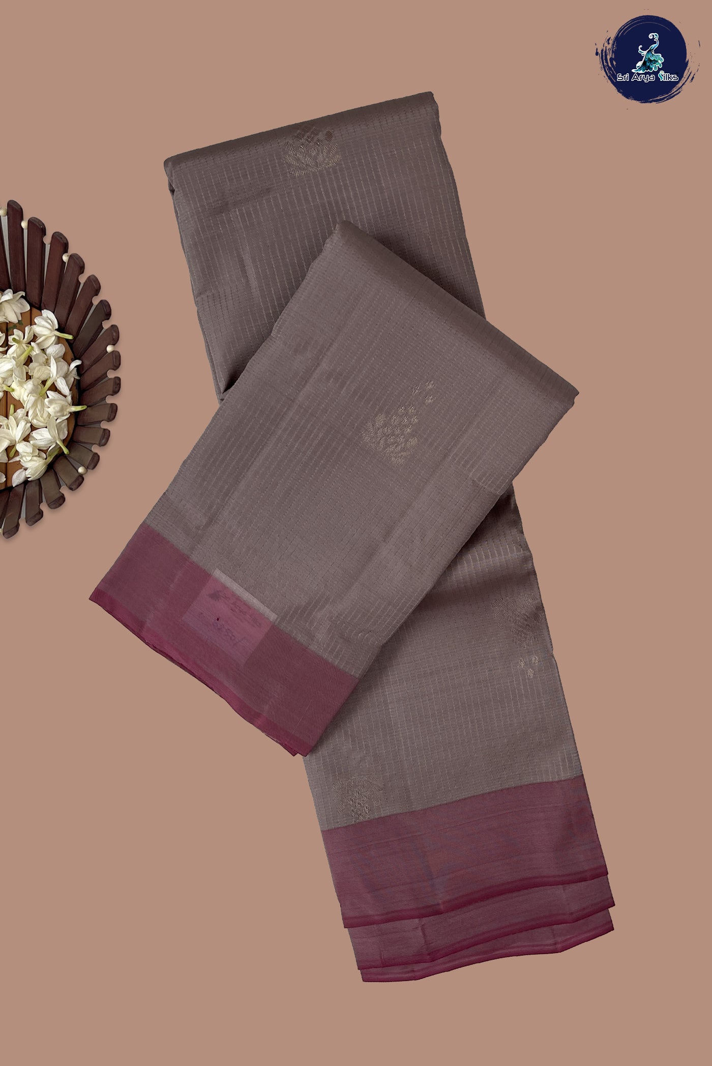 Pastel Shade Half Pure Silk Saree With Stripes Pattern
