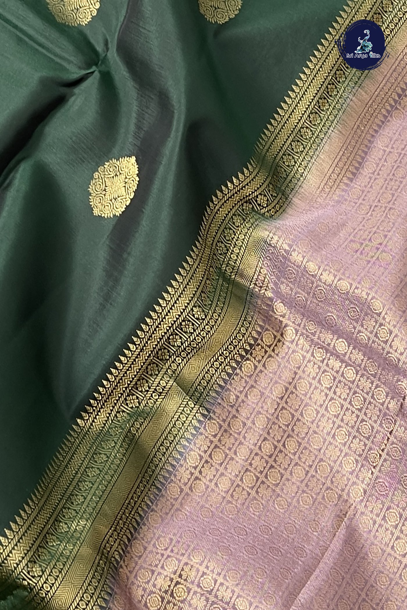 Greenish Grey Half Pure Silk Saree With Embossed Pattern