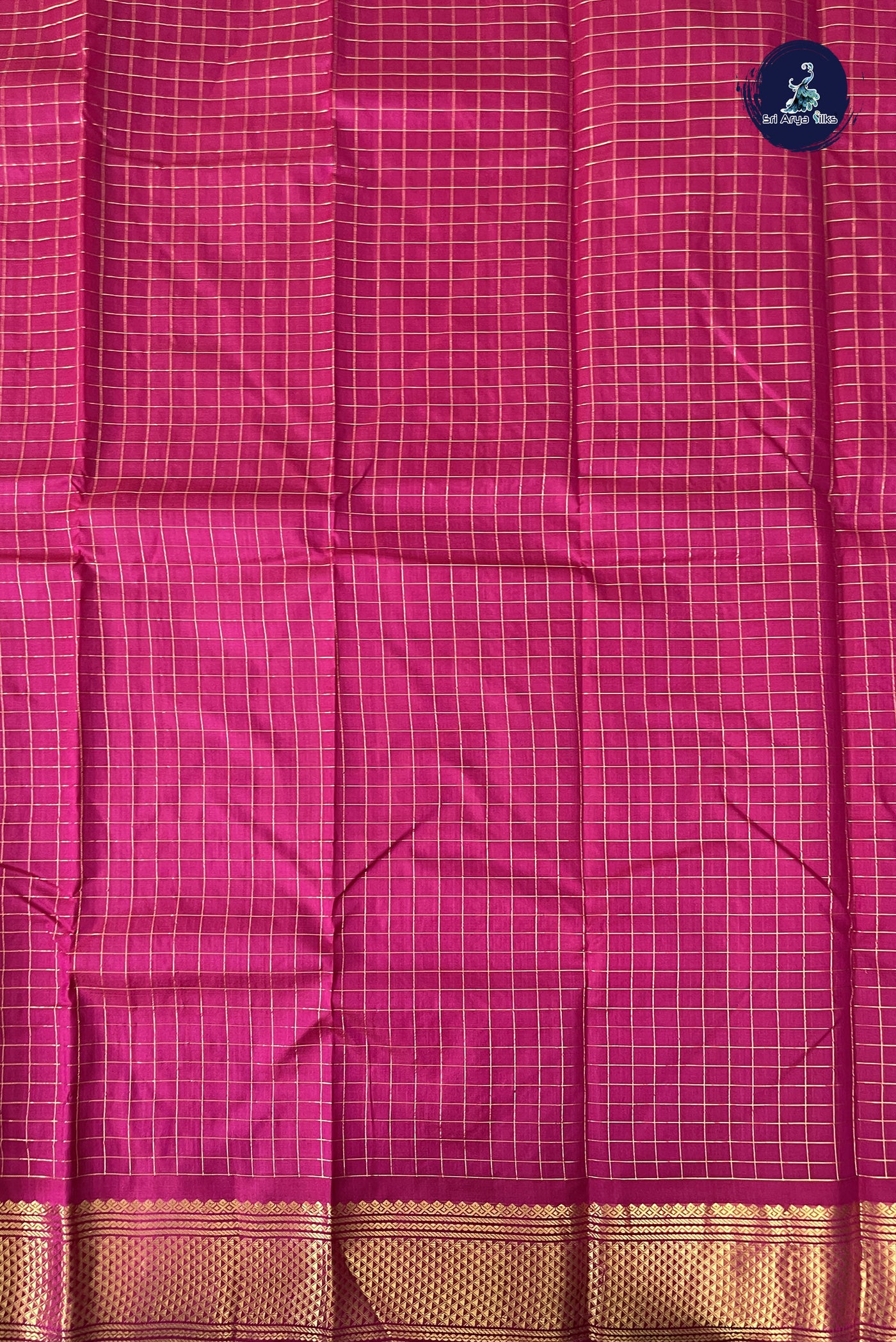 Magenta Light Weight Silk Saree With Zari Checked Pattern